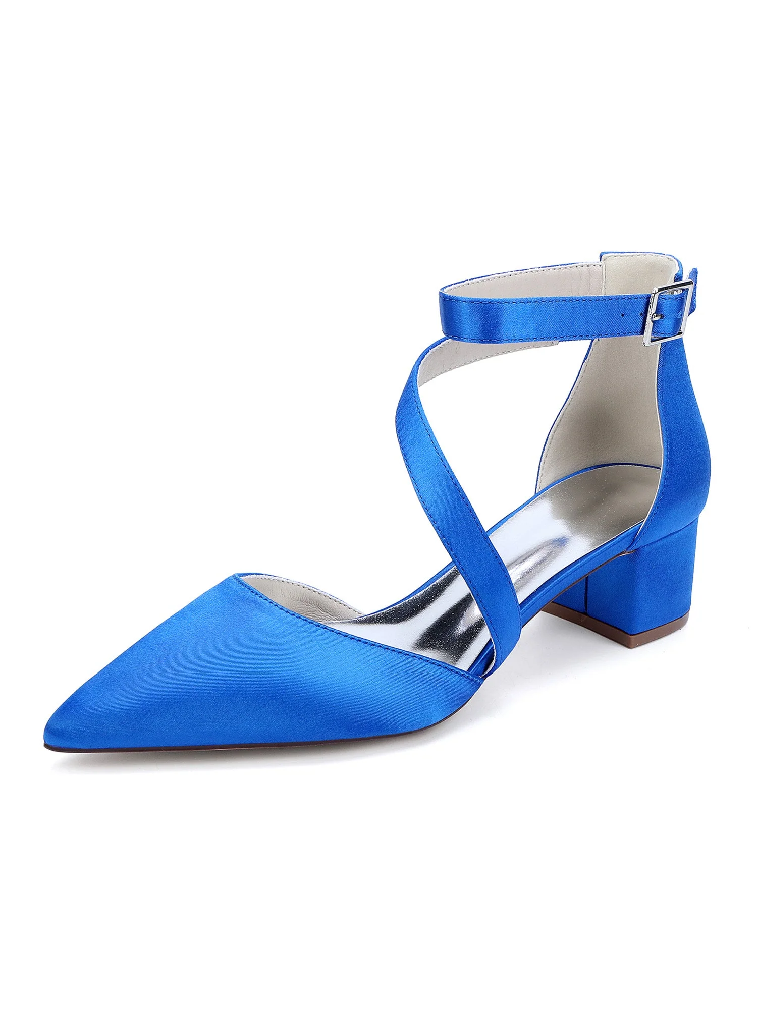 Elegant Satin Ankle Strap Kitten Heel Wedding Shoes - Image 13