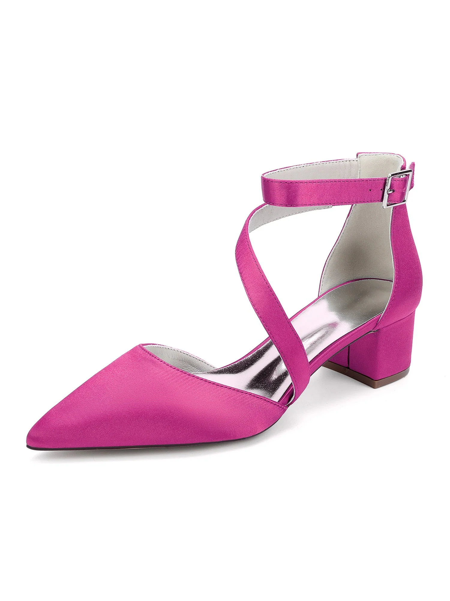 Elegant Satin Ankle Strap Kitten Heel Wedding Shoes - Image 14