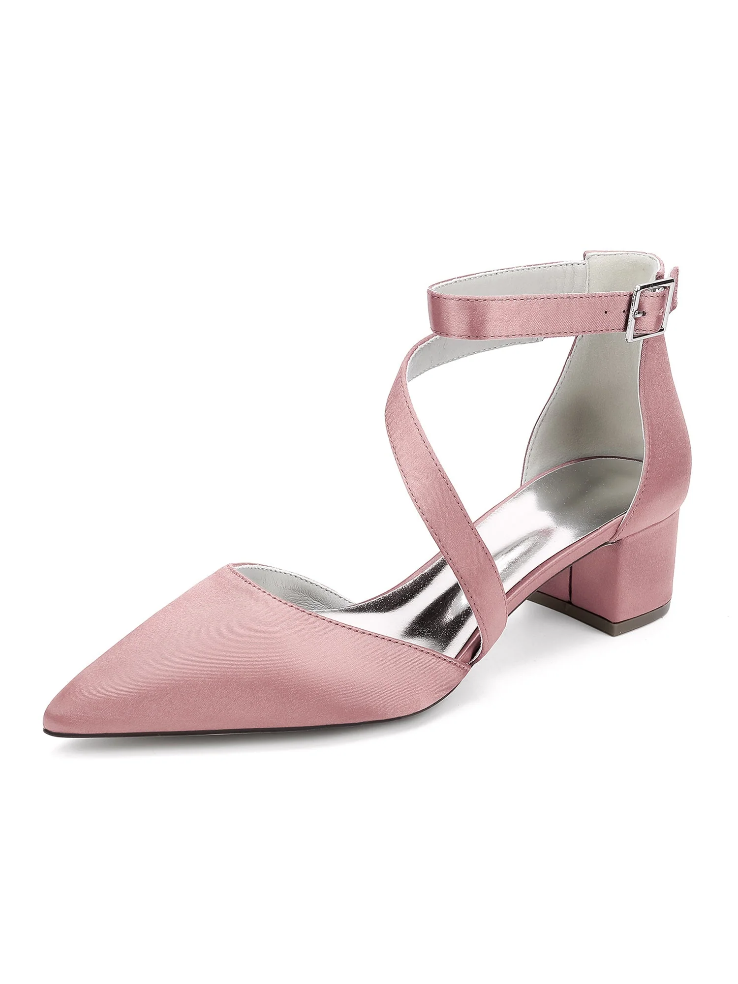Elegant Satin Ankle Strap Kitten Heel Wedding Shoes - Image 15