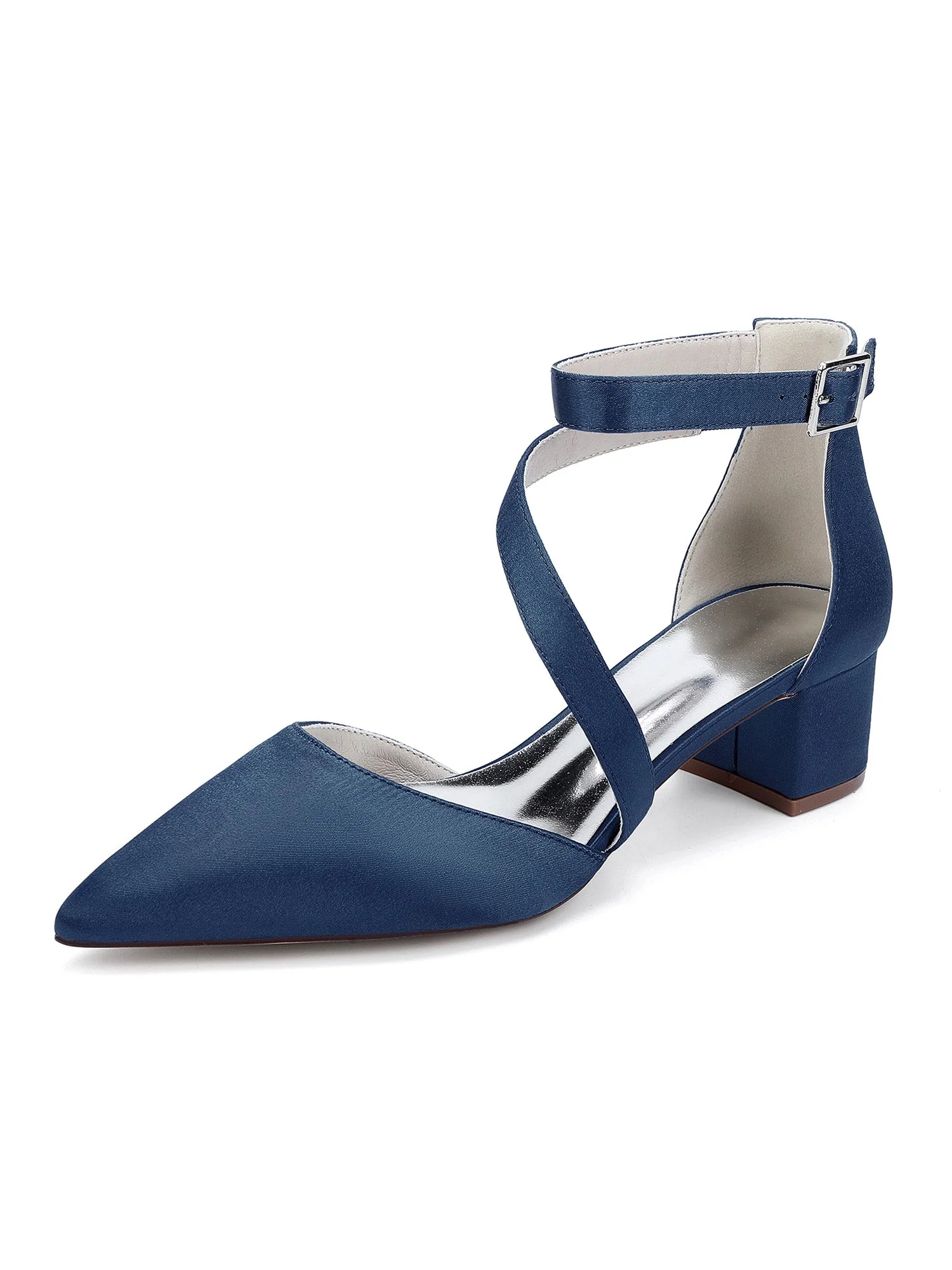 Elegant Satin Ankle Strap Kitten Heel Wedding Shoes - Image 16