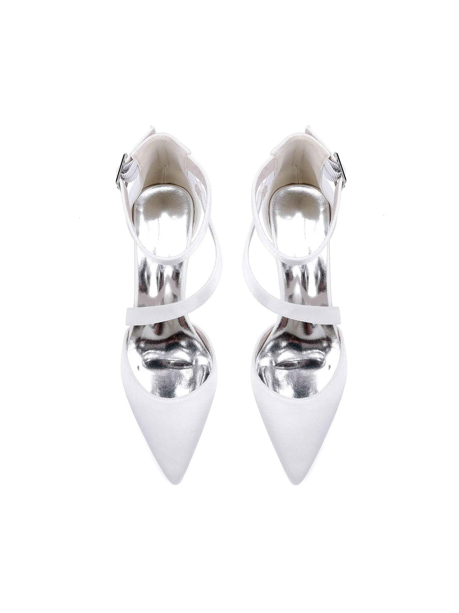 Elegant Satin Ankle Strap Kitten Heel Wedding Shoes - Image 4