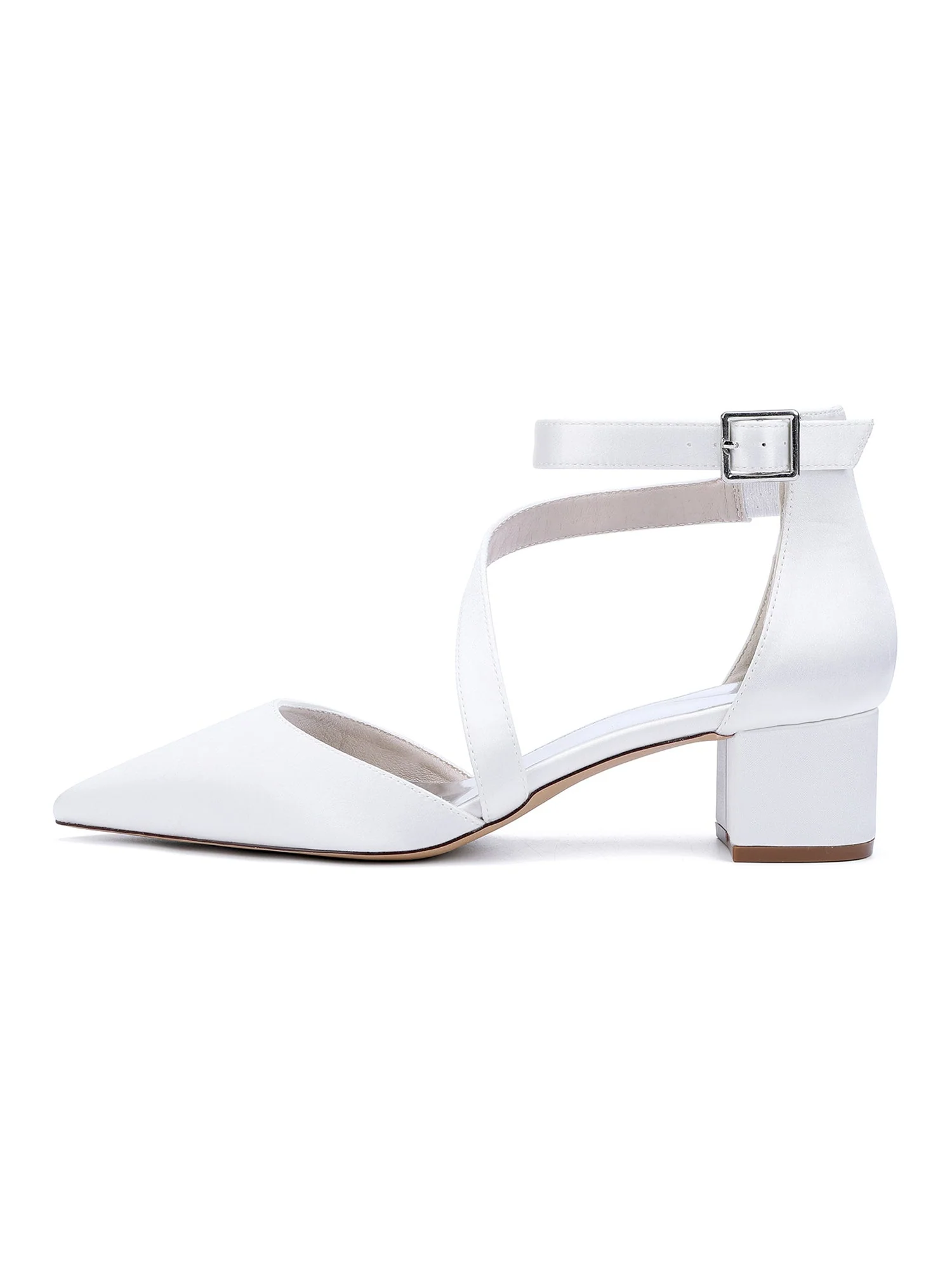 Elegant Satin Ankle Strap Kitten Heel Wedding Shoes - Image 5
