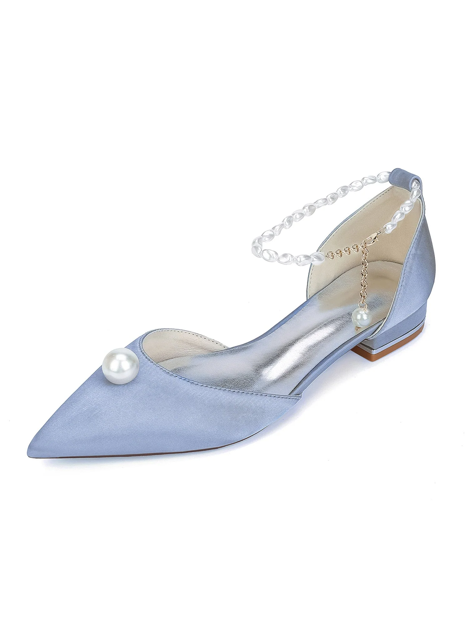 Pearl Ankle Strap Pointed Toe Women's Flats - Image 10
