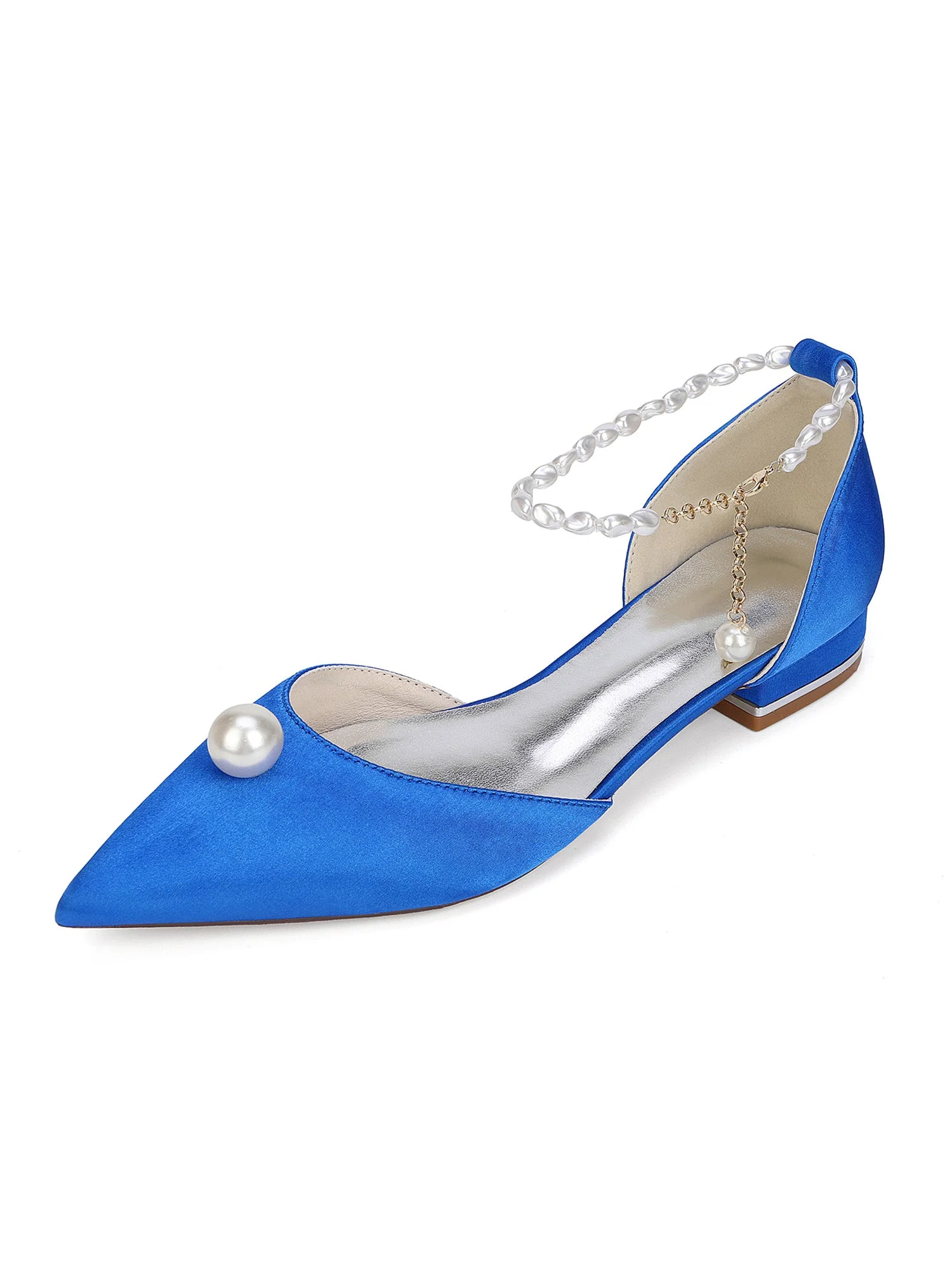 Pearl Ankle Strap Pointed Toe Women's Flats - Image 11