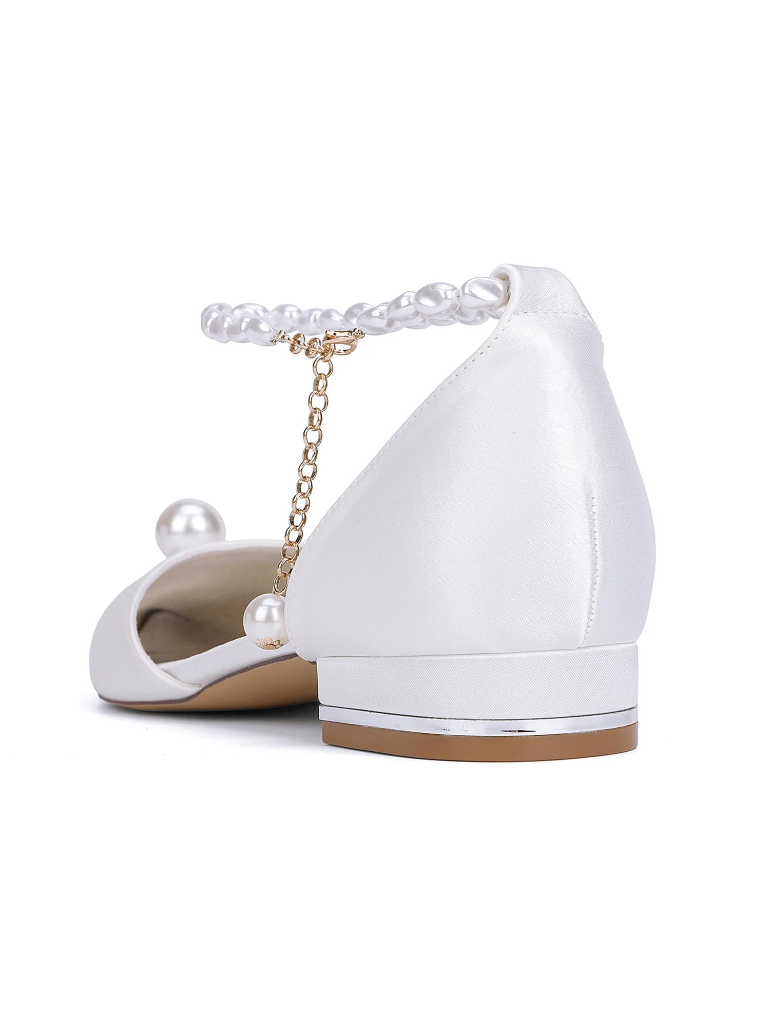 Pearl Ankle Strap Pointed Toe Women's Flats - Image 3