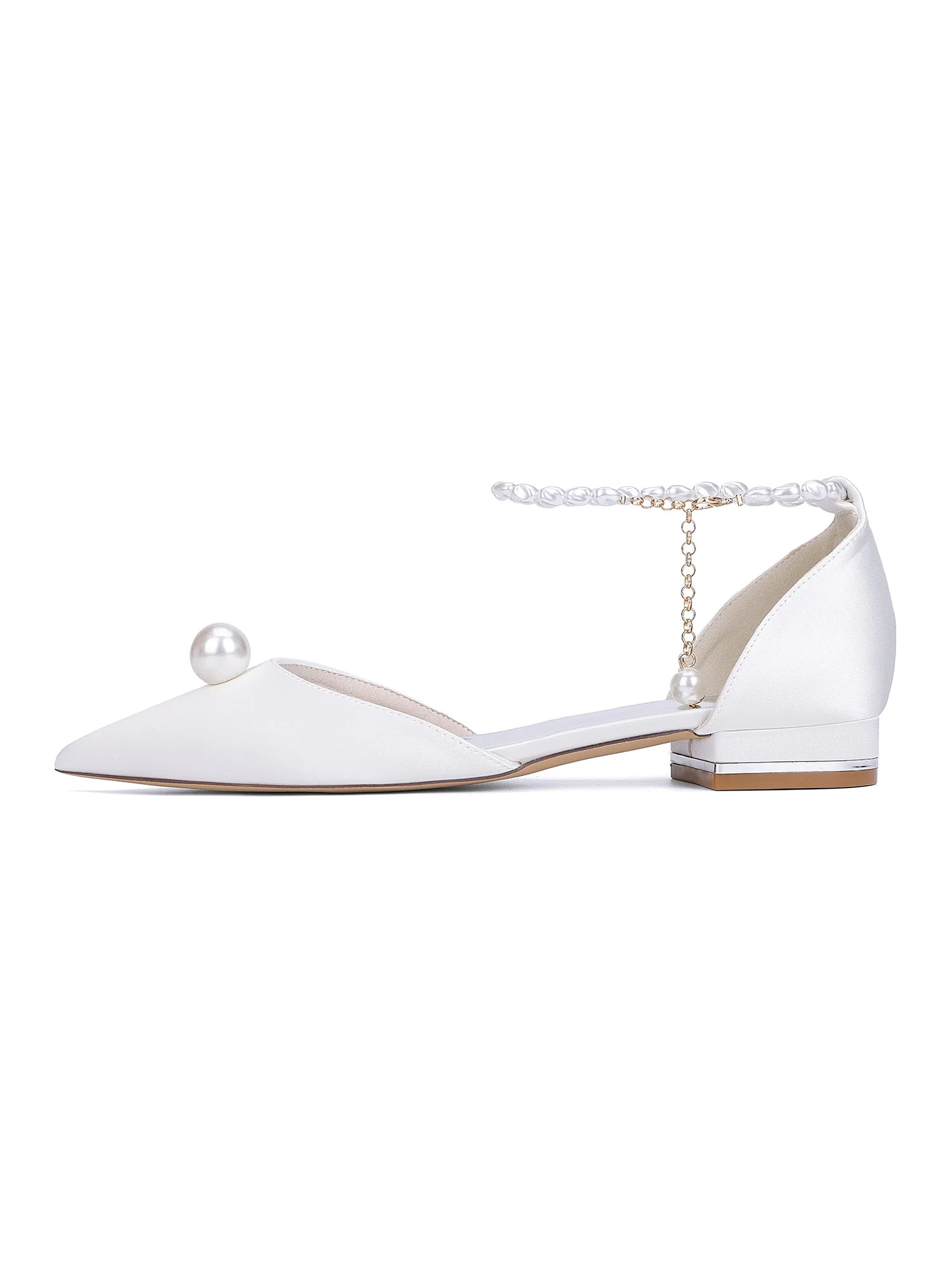 Pearl Ankle Strap Pointed Toe Women's Flats - Image 5
