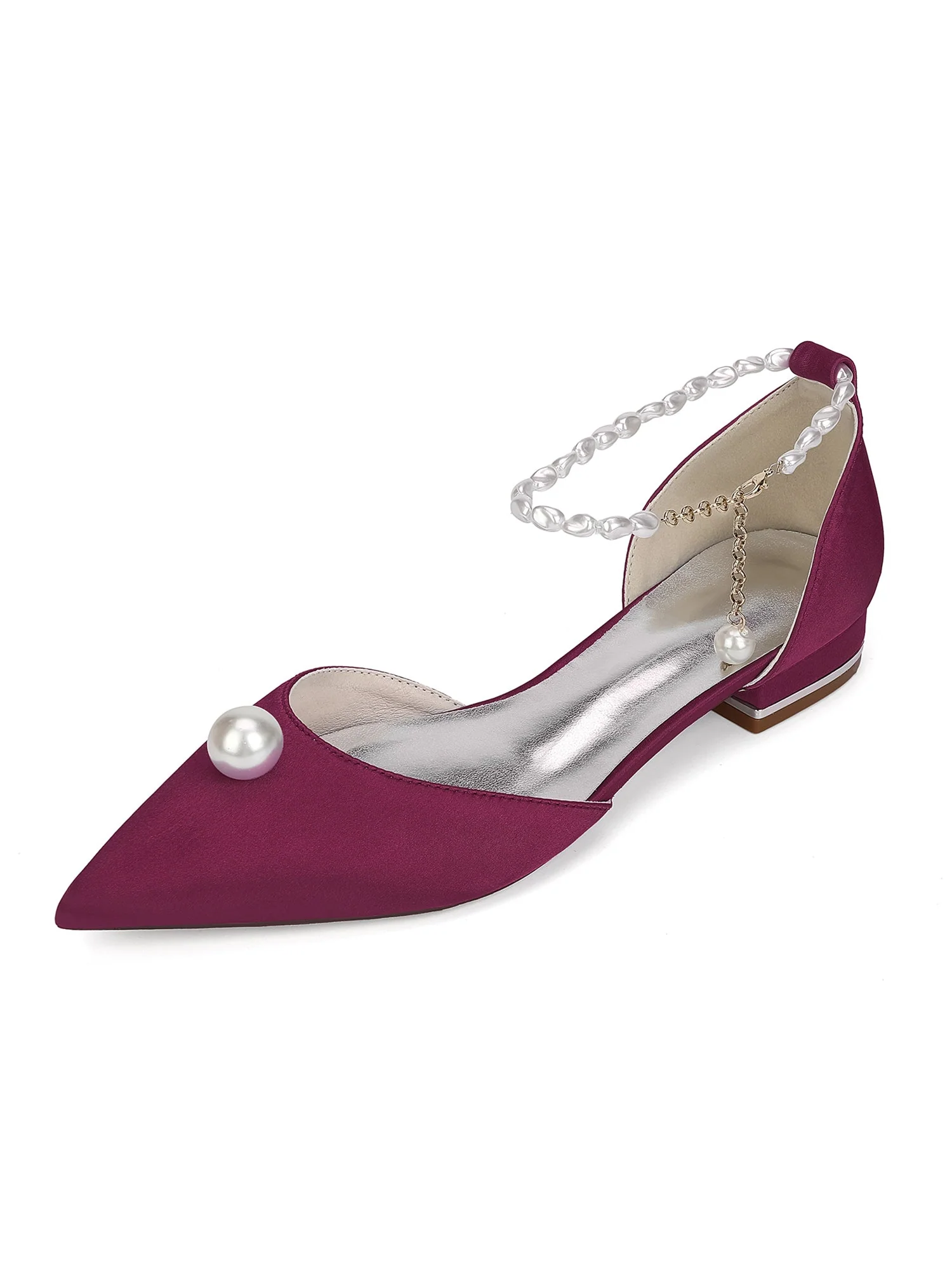 Pearl Ankle Strap Pointed Toe Women's Flats - Image 7