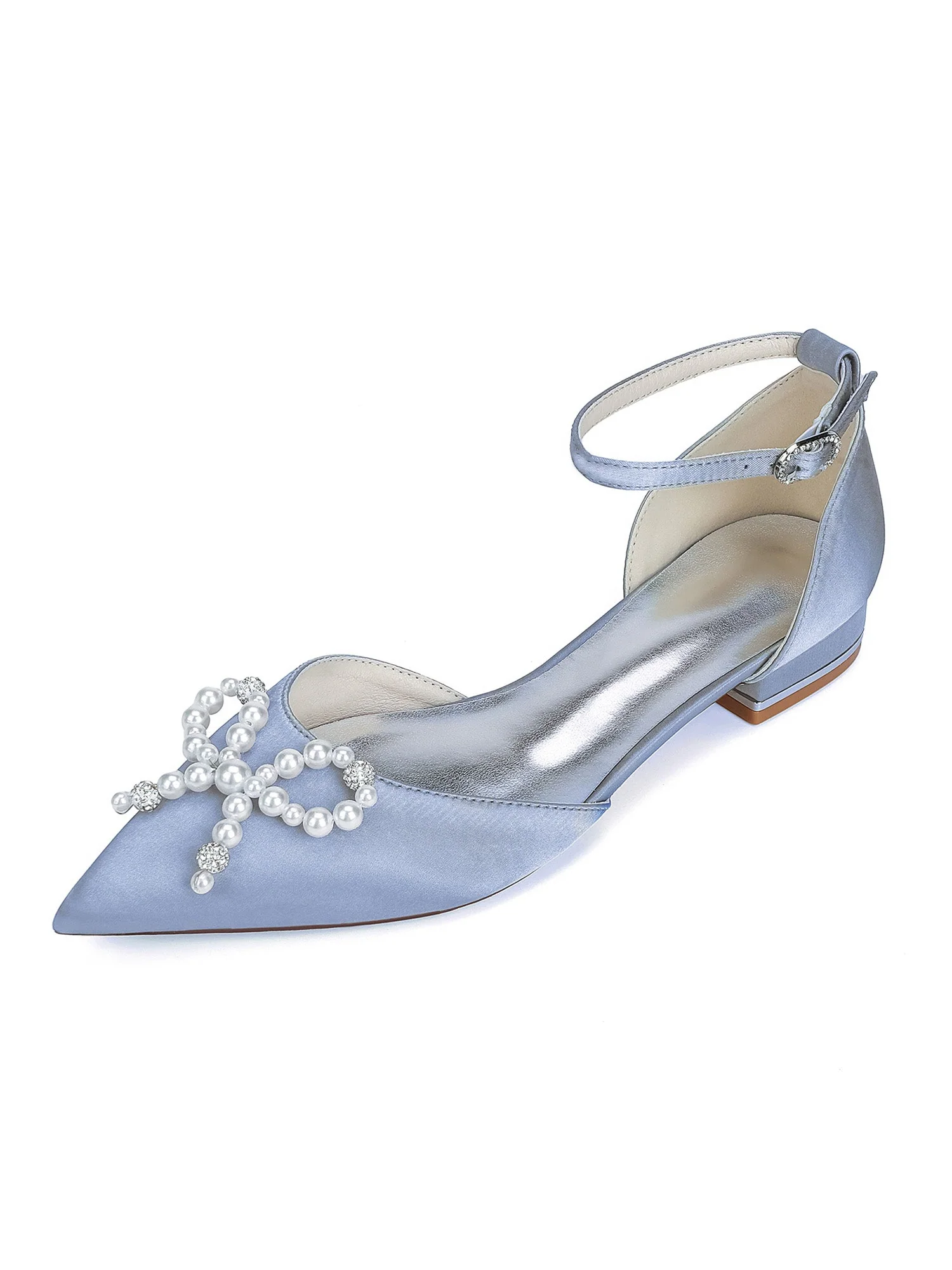 Pearl Satin Pointed Toe Women's Flats - Image 11