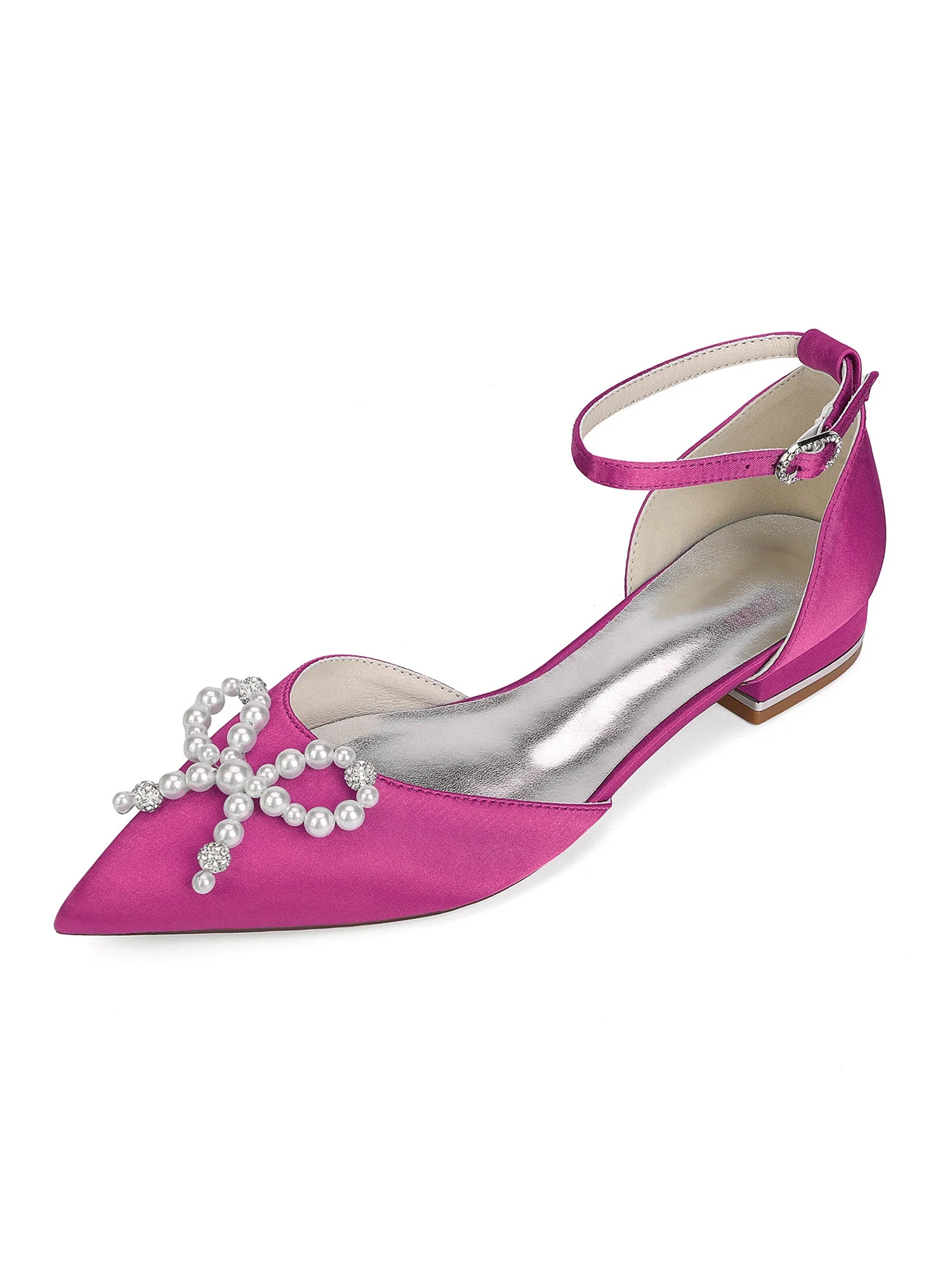 Pearl Satin Pointed Toe Women's Flats - Image 13