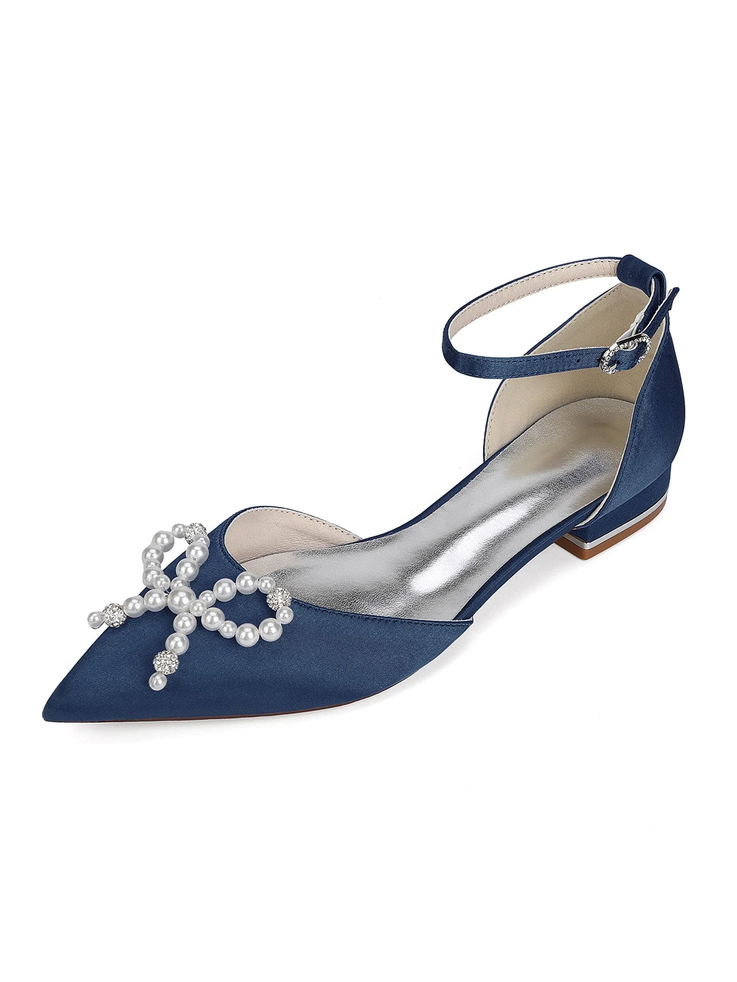 Pearl Satin Pointed Toe Women's Flats - Image 15