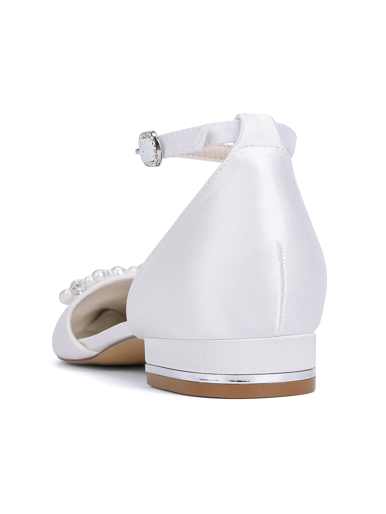 Pearl Satin Pointed Toe Women's Flats - Image 3