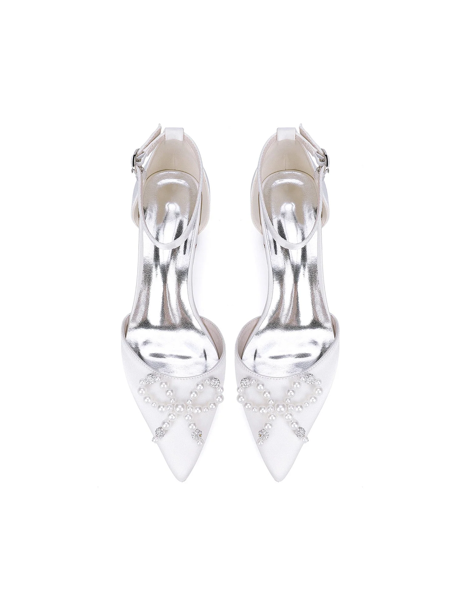 Pearl Satin Pointed Toe Women's Flats - Image 4