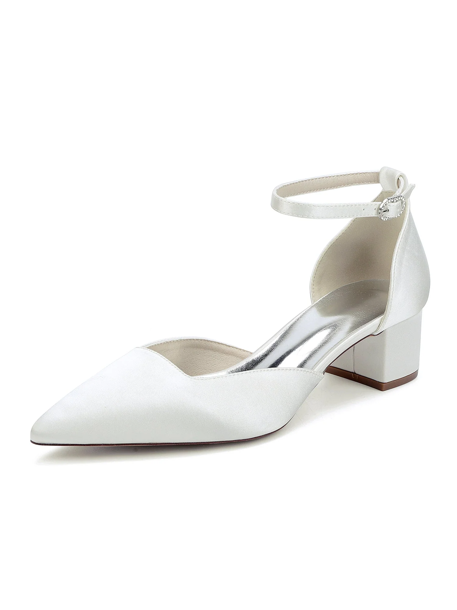 Simple Chunky Heel Pointed Toe Wedding Shoes - Image 10
