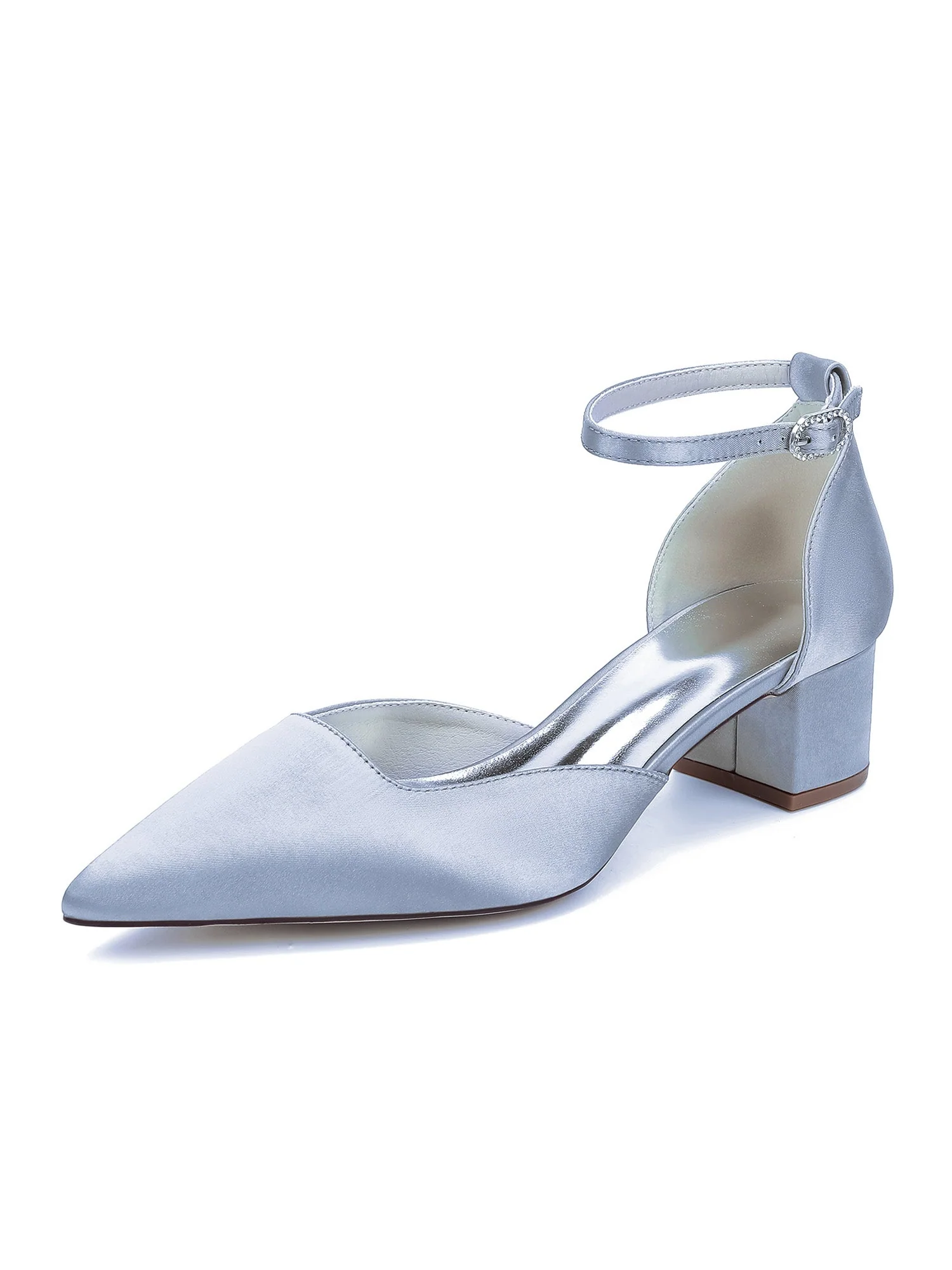 Simple Chunky Heel Pointed Toe Wedding Shoes - Image 11