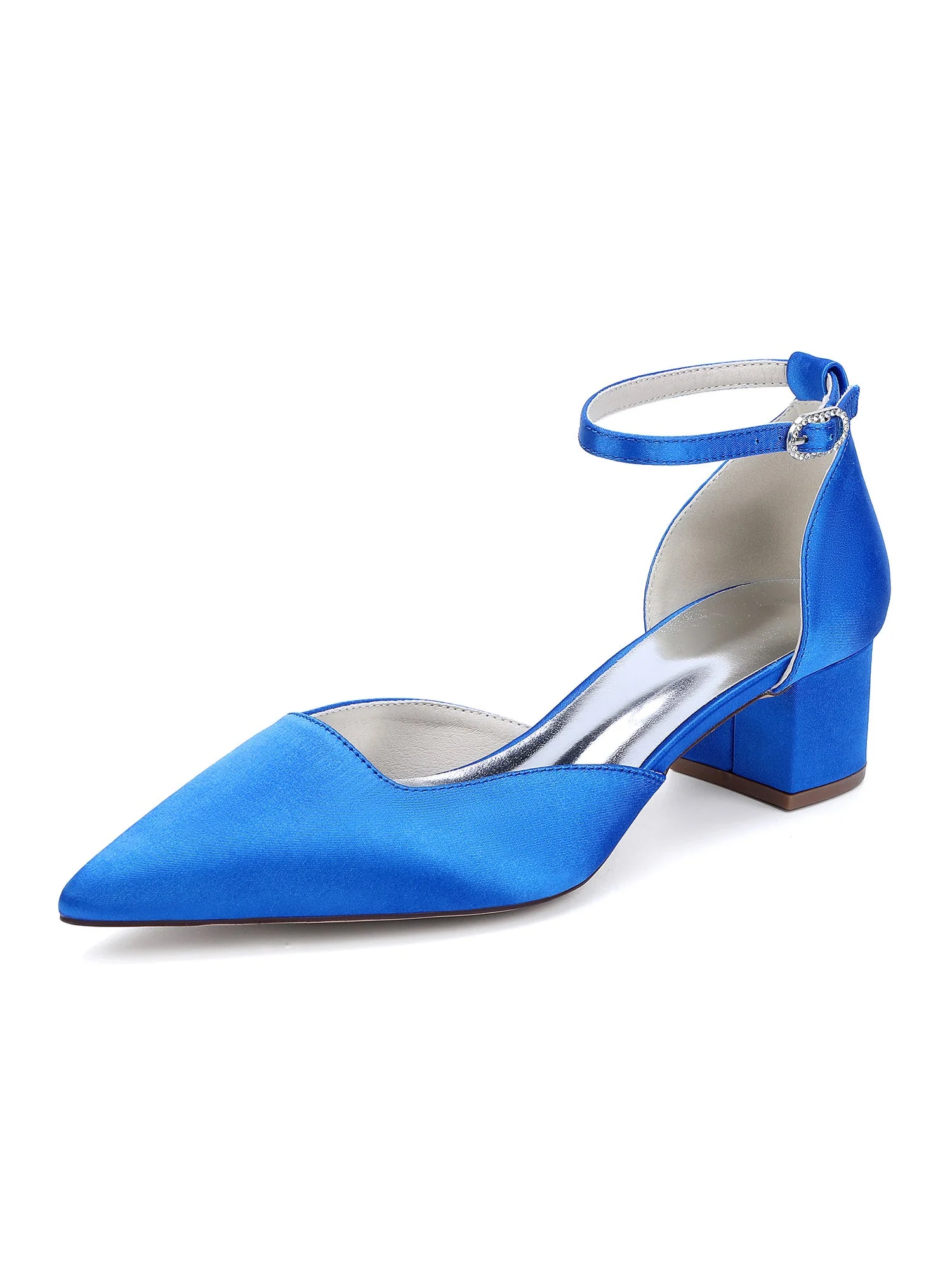 Simple Chunky Heel Pointed Toe Wedding Shoes - Image 12