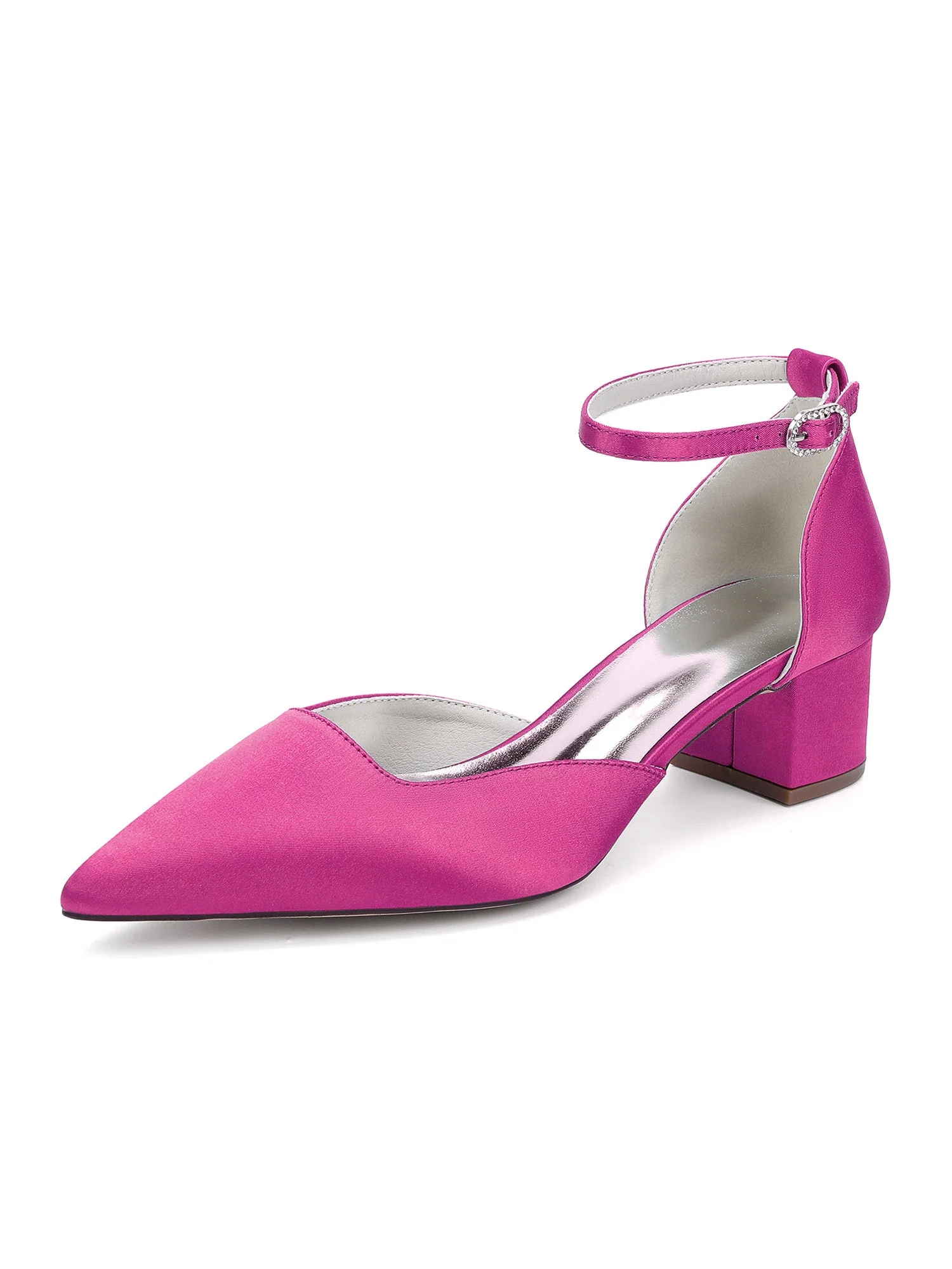 Simple Chunky Heel Pointed Toe Wedding Shoes - Image 13