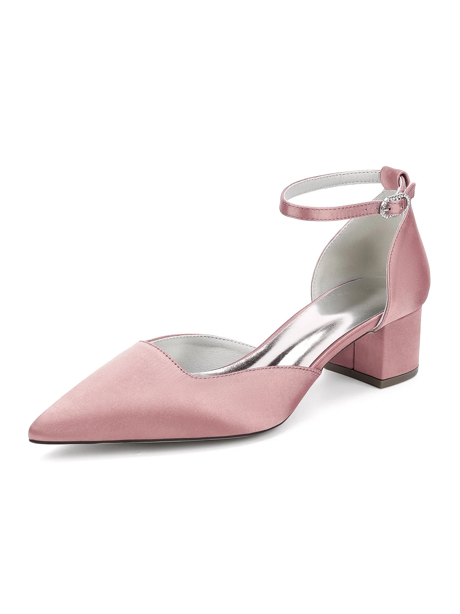 Simple Chunky Heel Pointed Toe Wedding Shoes - Image 14