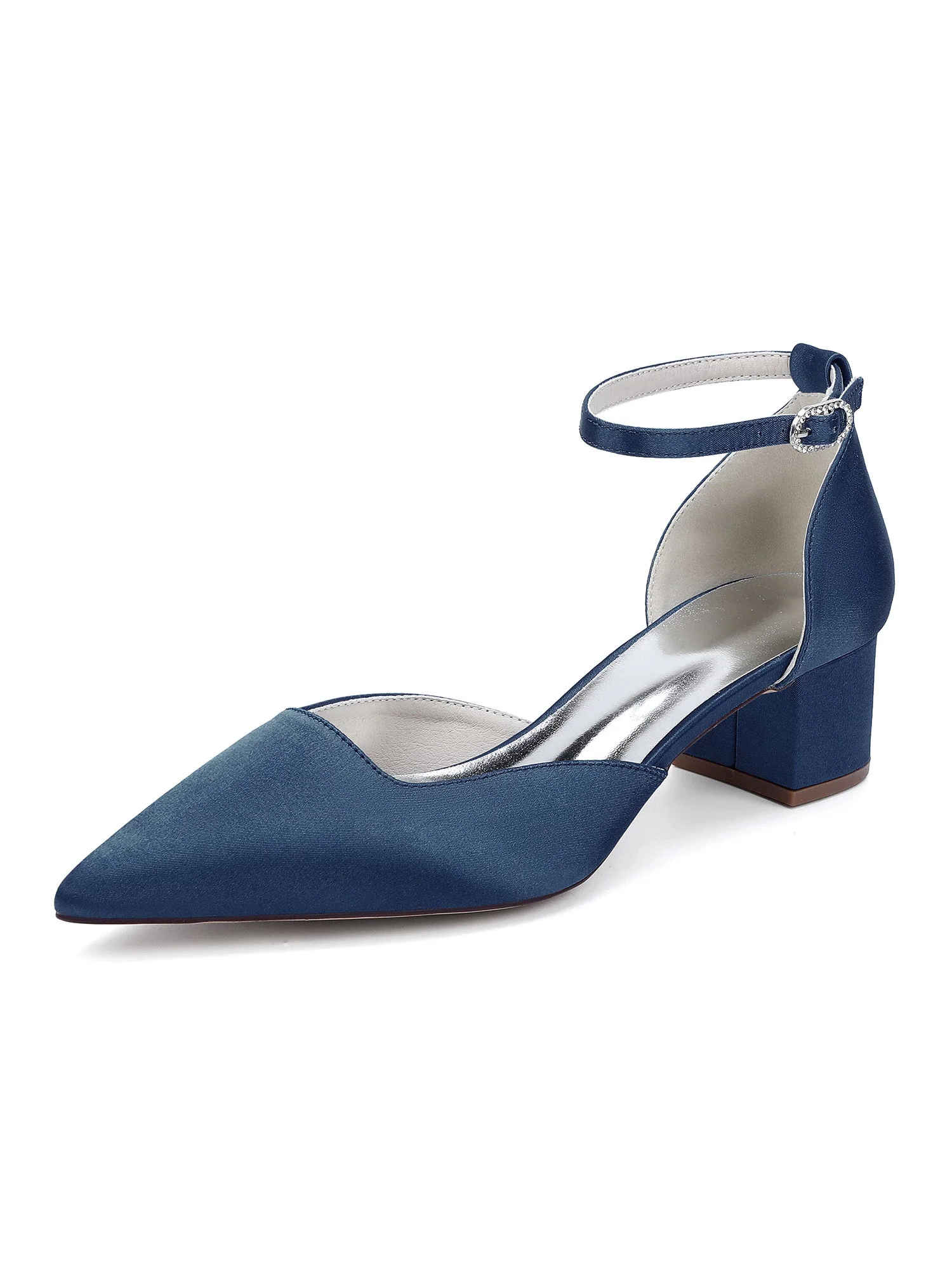 Simple Chunky Heel Pointed Toe Wedding Shoes - Image 15