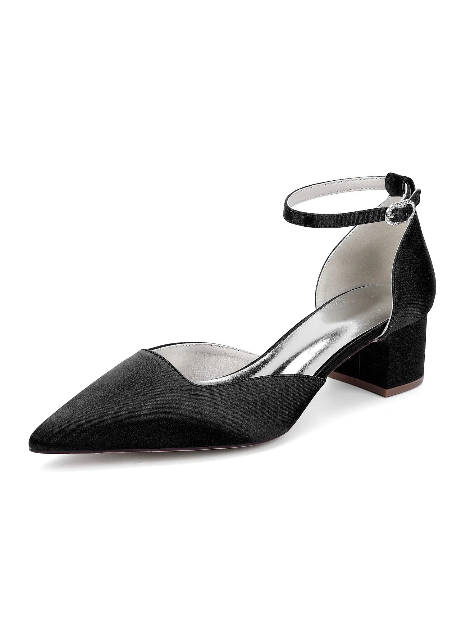 Simple Chunky Heel Pointed Toe Wedding Shoes - Image 7