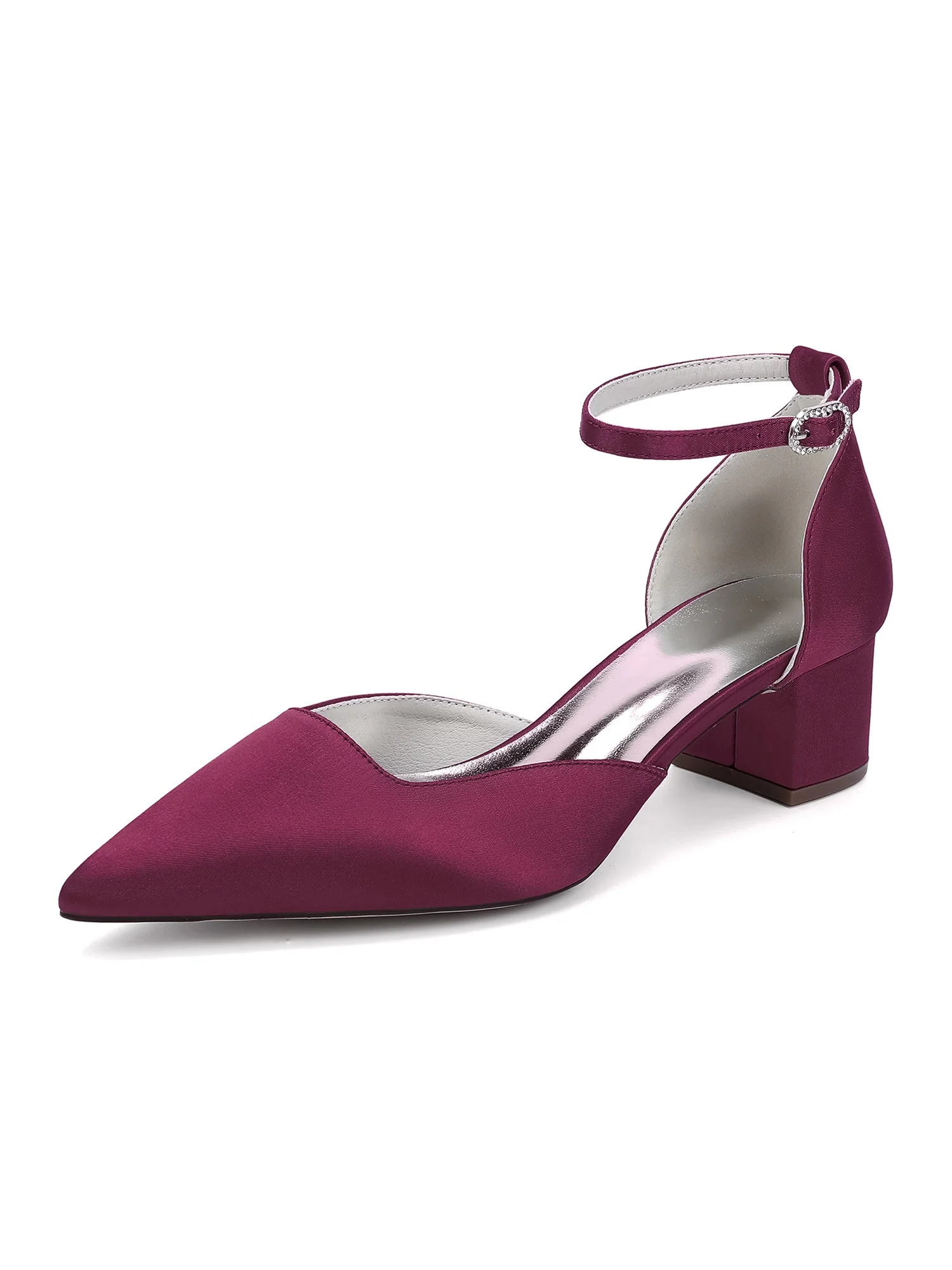 Simple Chunky Heel Pointed Toe Wedding Shoes - Image 8