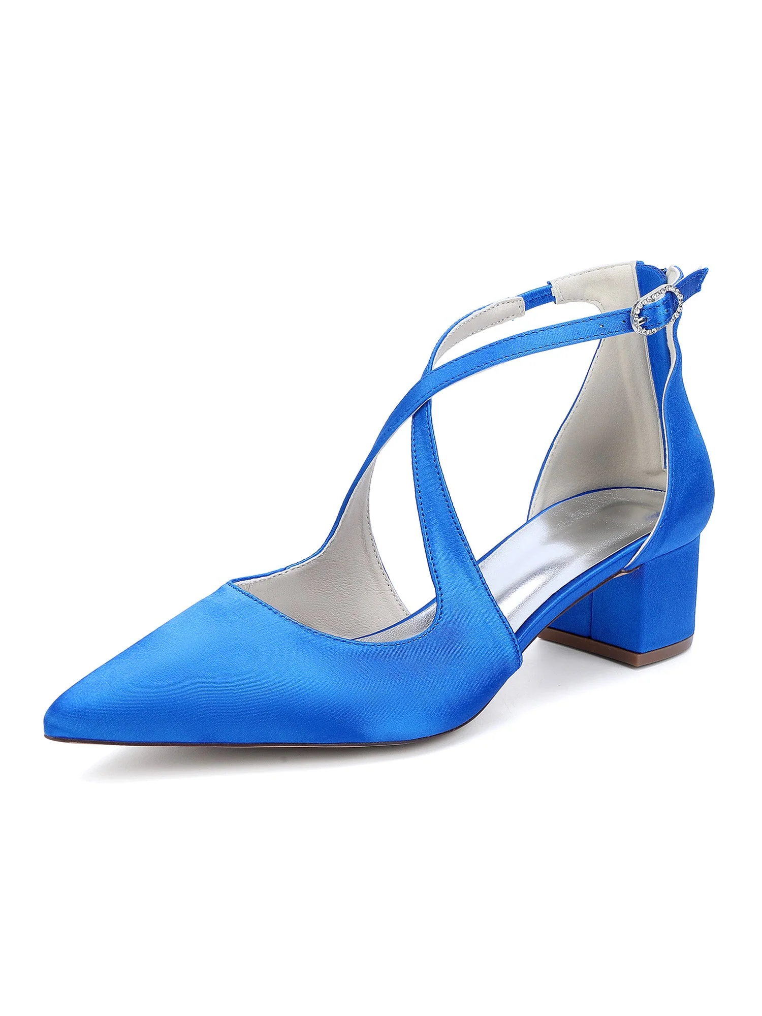 Simple Satin Pointed Toe Kitten Heel Shoes - Image 11