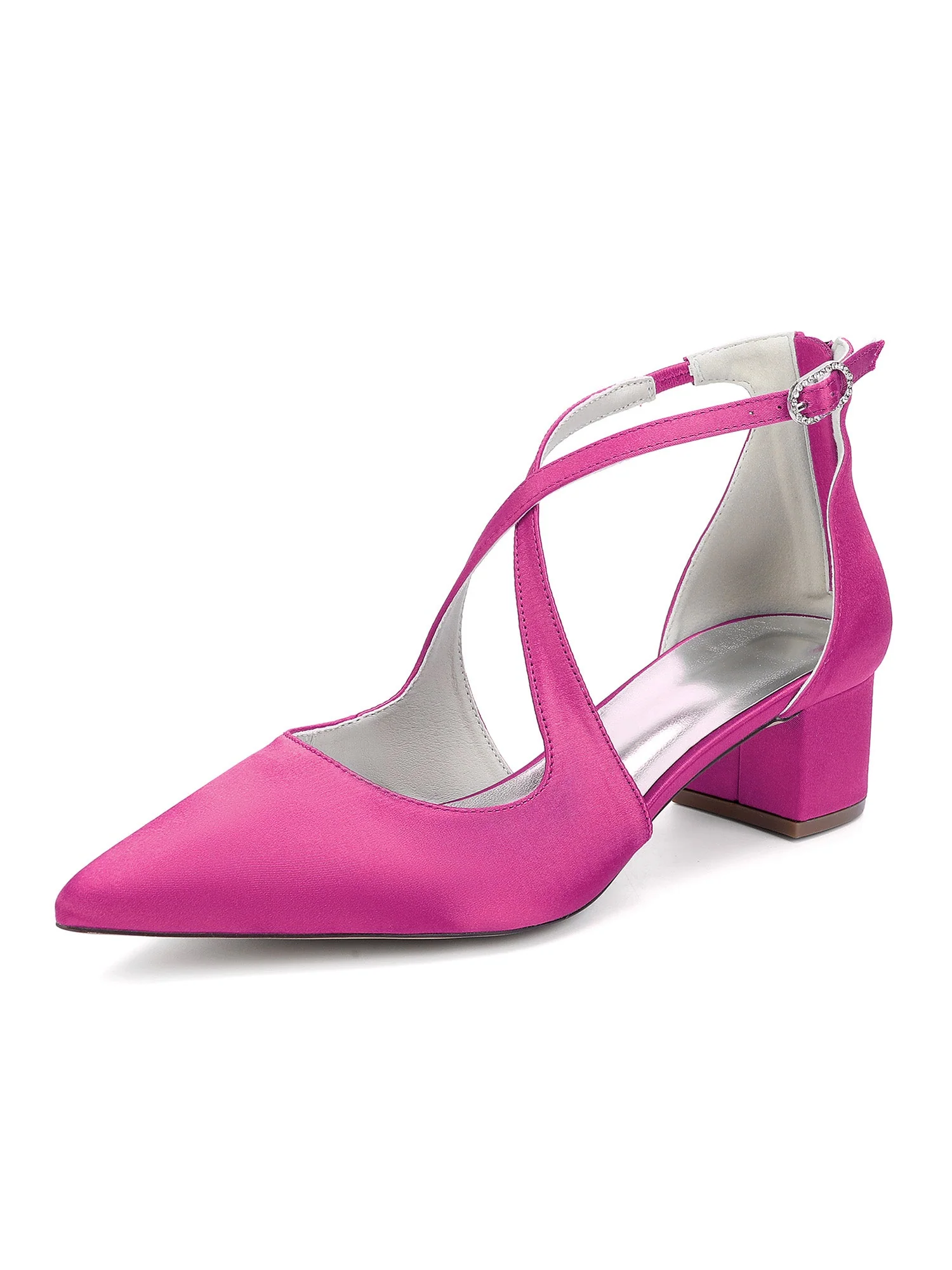 Simple Satin Pointed Toe Kitten Heel Shoes - Image 12