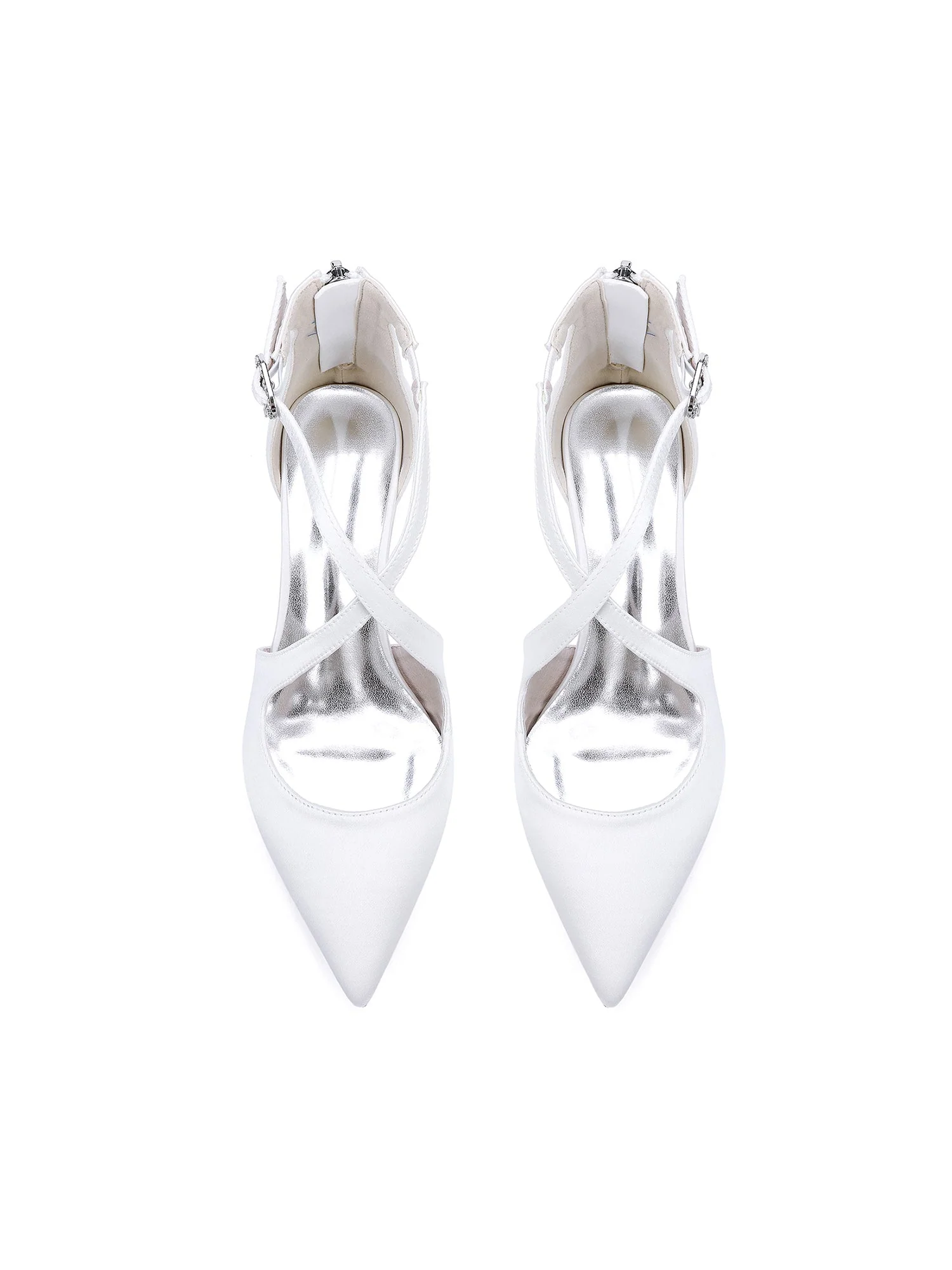Simple Satin Pointed Toe Kitten Heel Shoes - Image 4