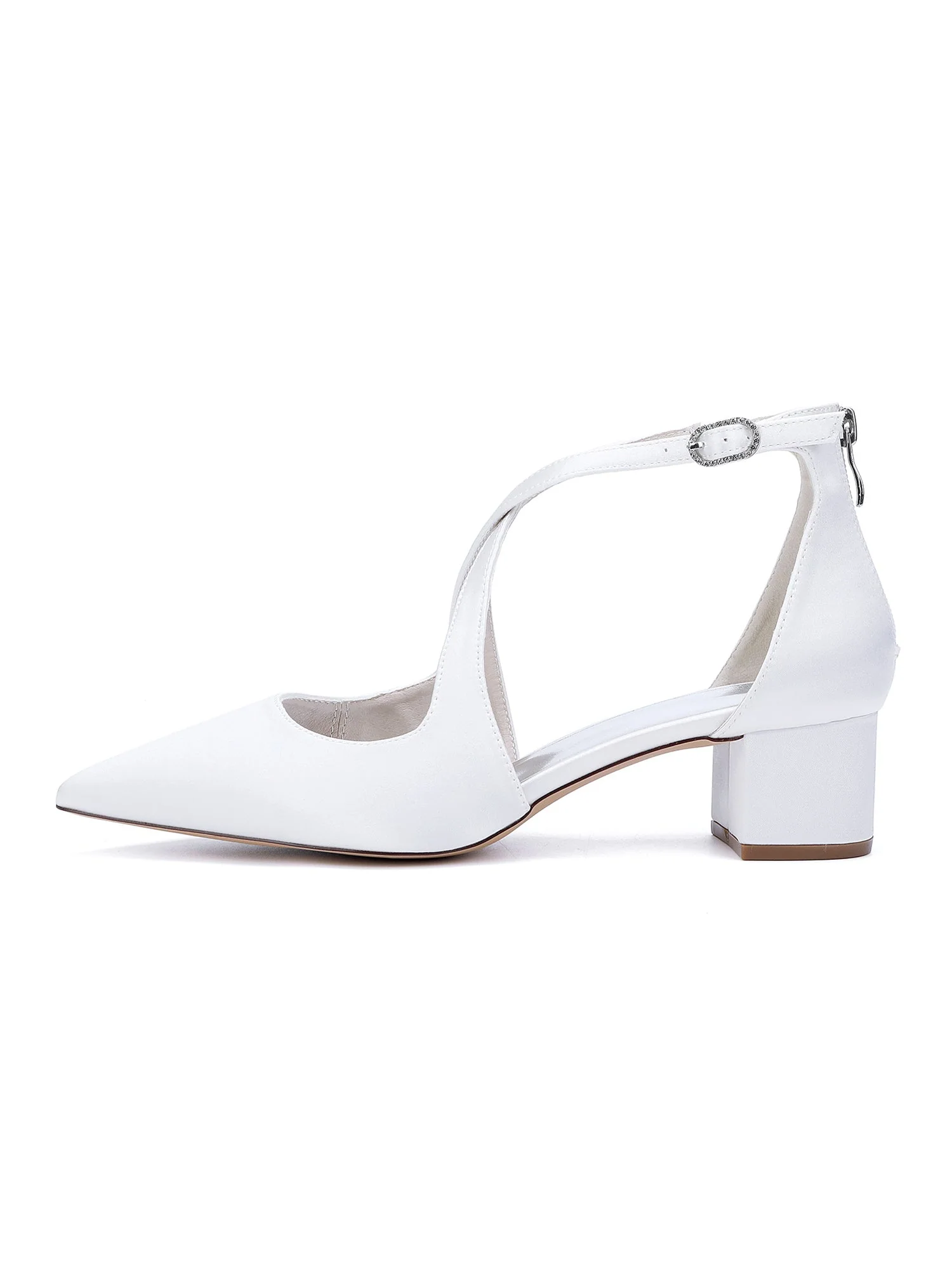 Simple Satin Pointed Toe Kitten Heel Shoes - Image 5