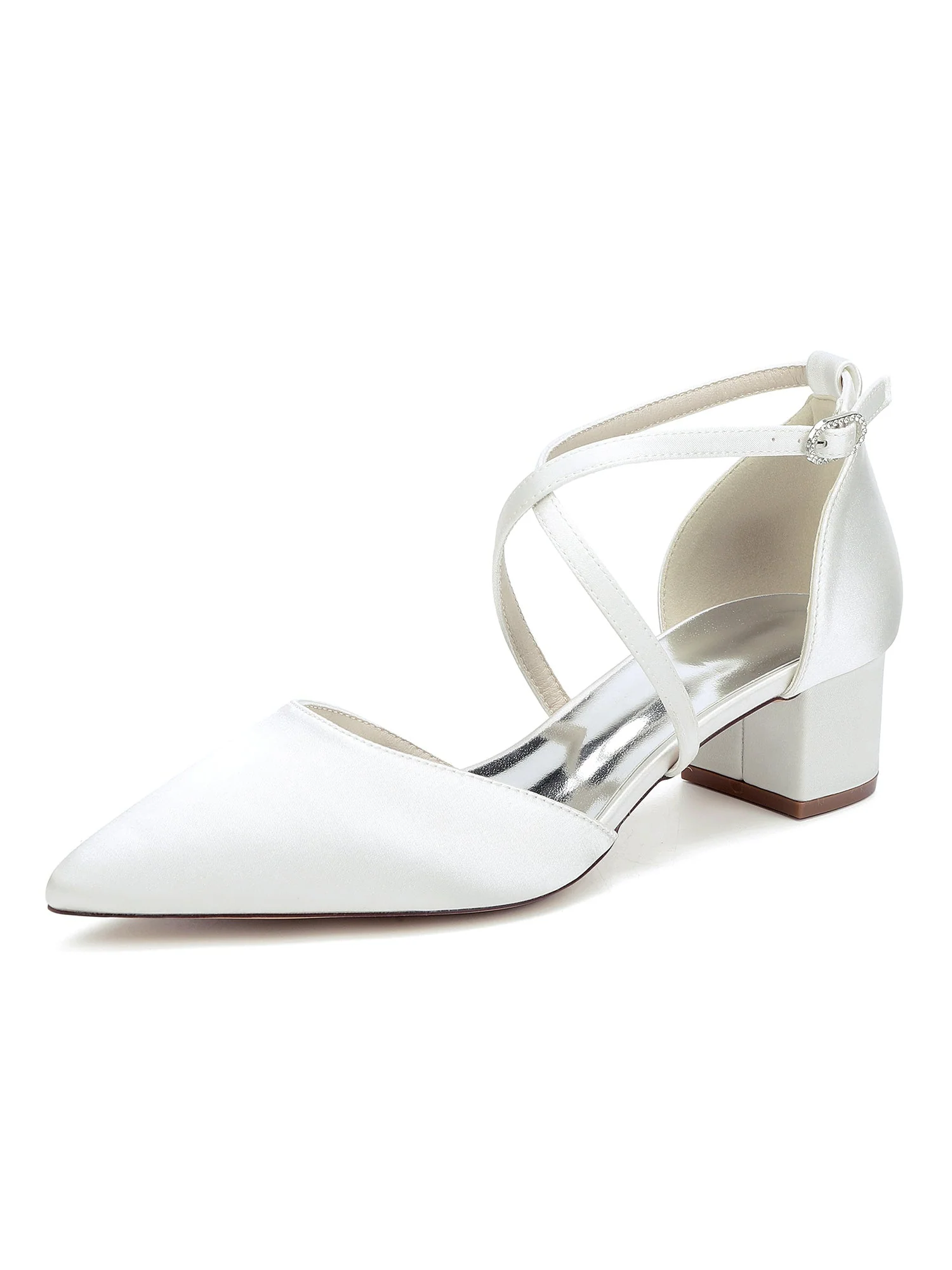 Simple Women's Satin Block Heel Shoes - Image 11