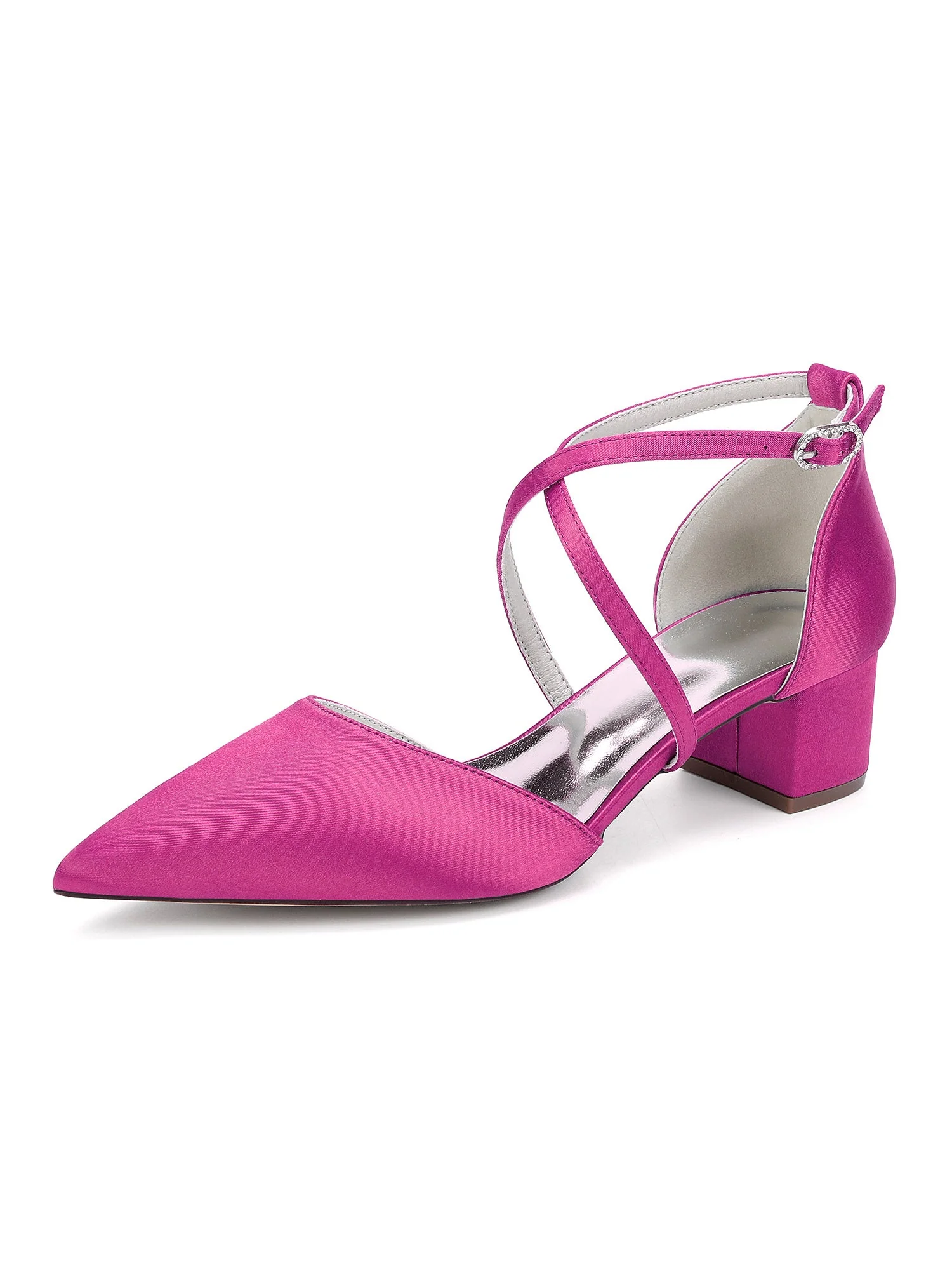 Simple Women's Satin Block Heel Shoes - Image 14