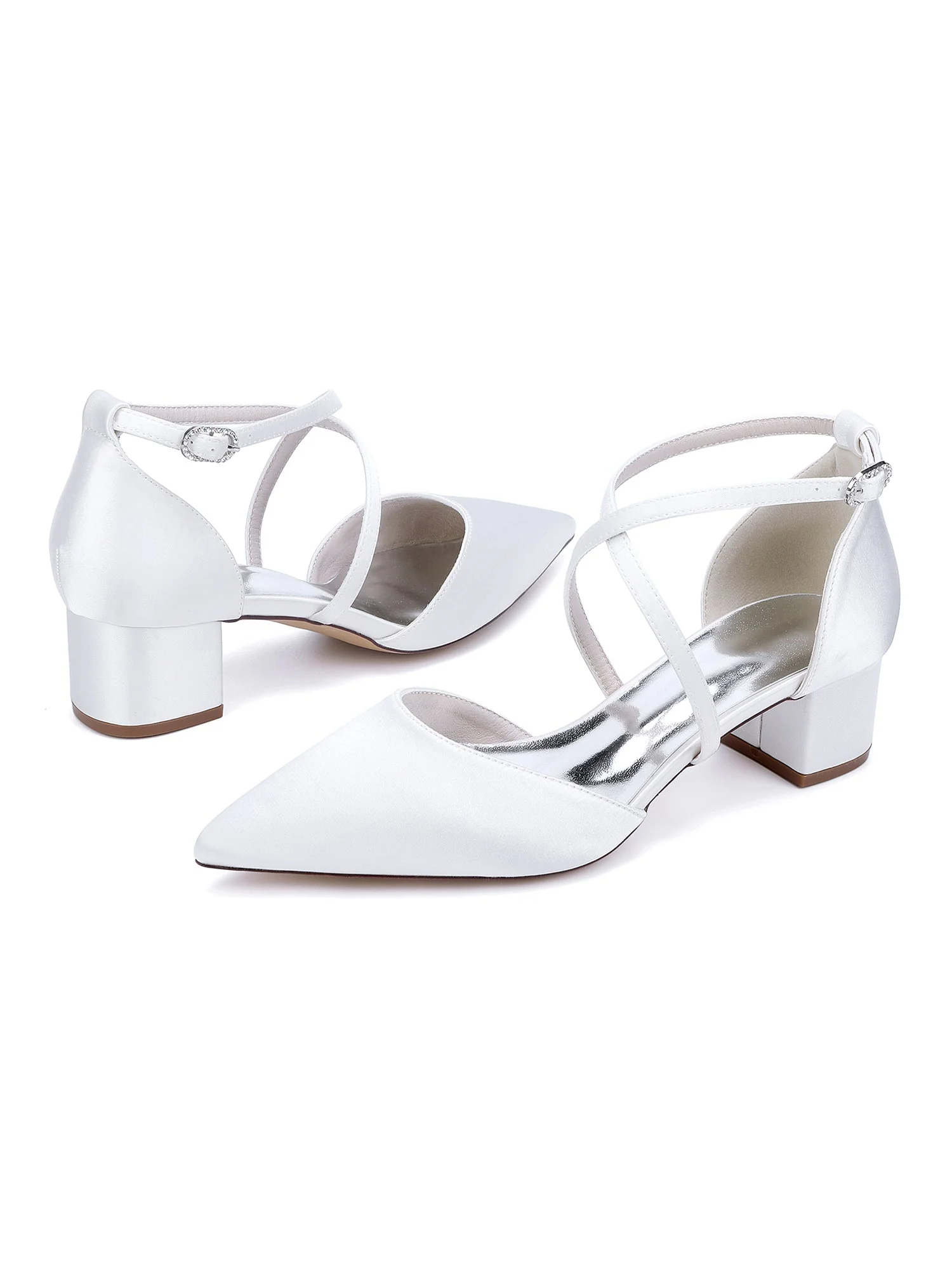Simple Women's Satin Block Heel Shoes - Image 6