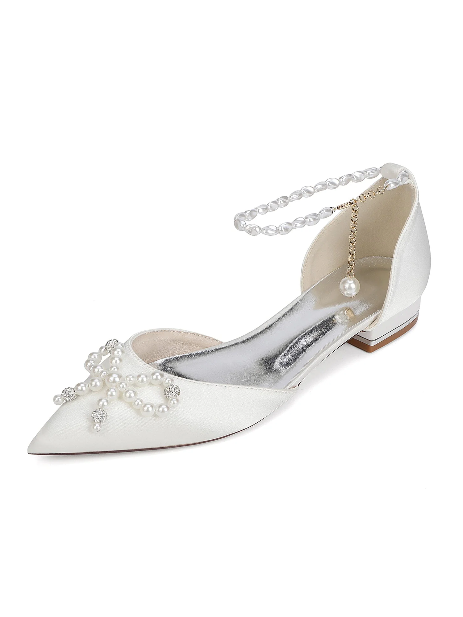 Women's Pearl Pointed Flat Wedding Shoes - Image 10