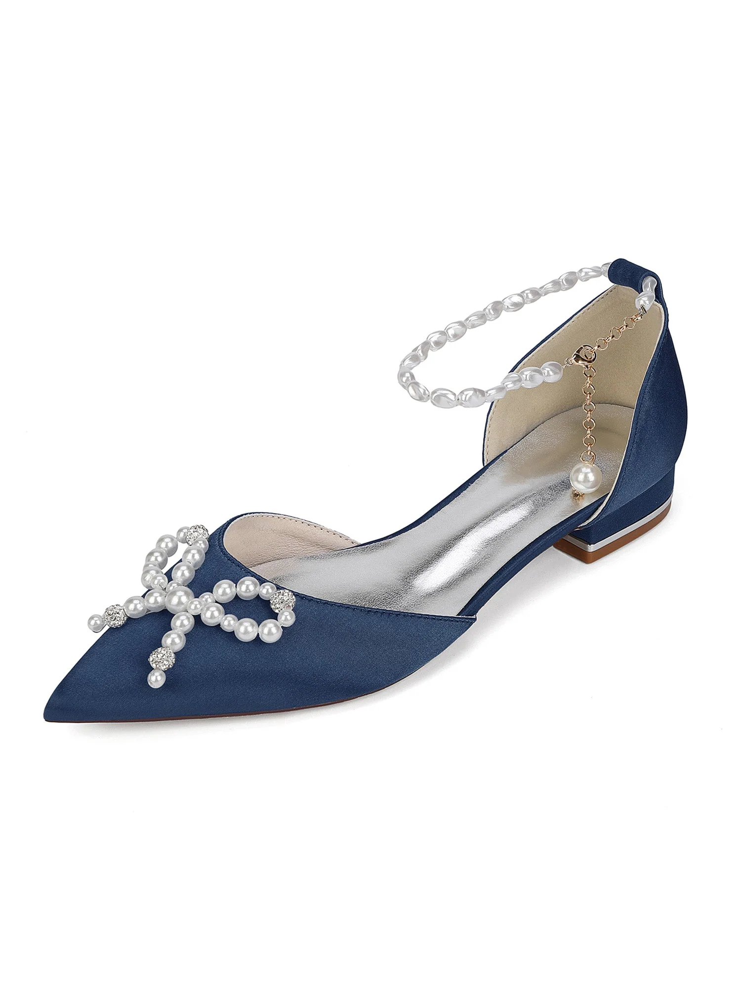 Women's Pearl Pointed Flat Wedding Shoes - Image 15