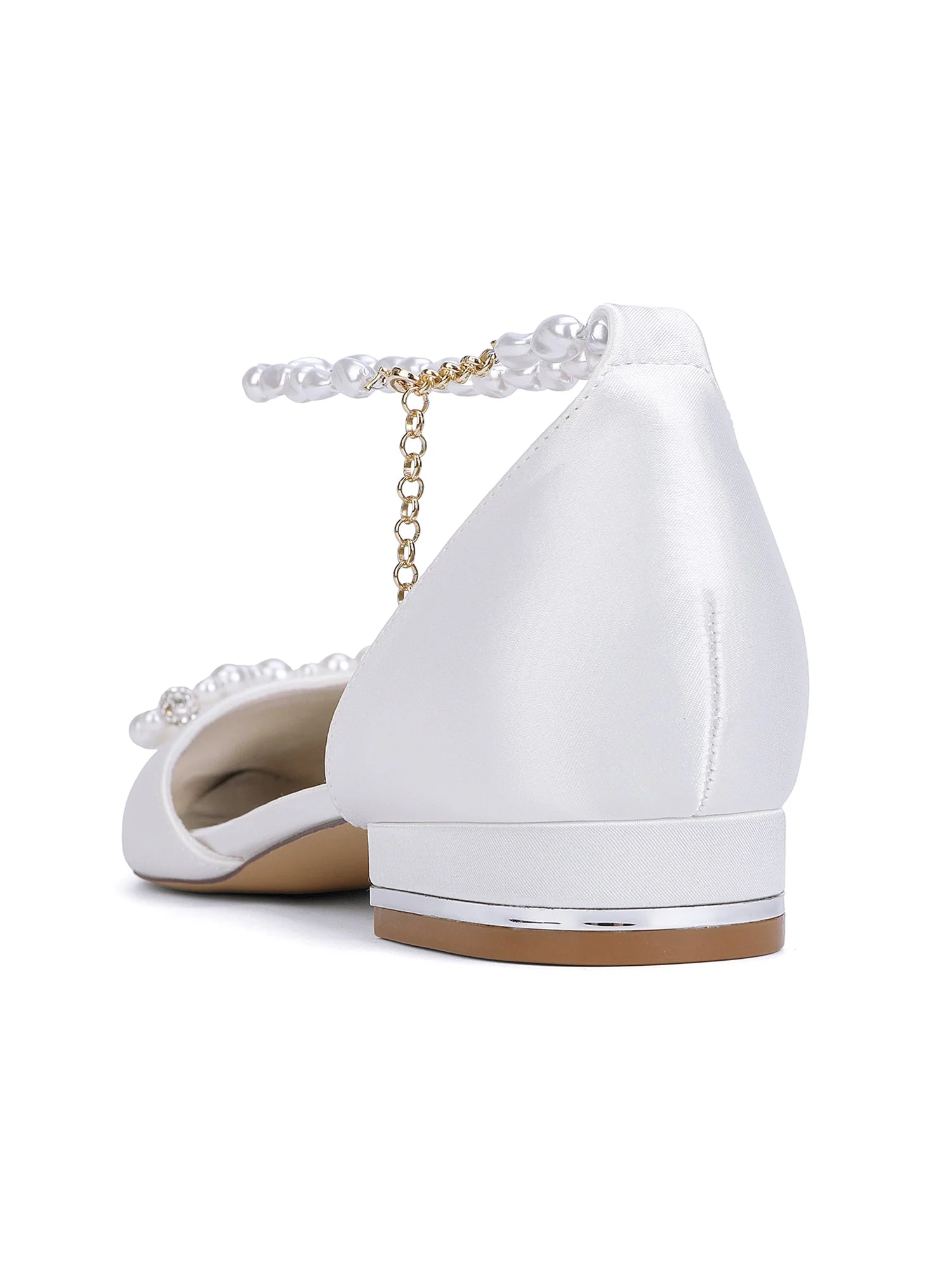 Women's Pearl Pointed Flat Wedding Shoes - Image 3