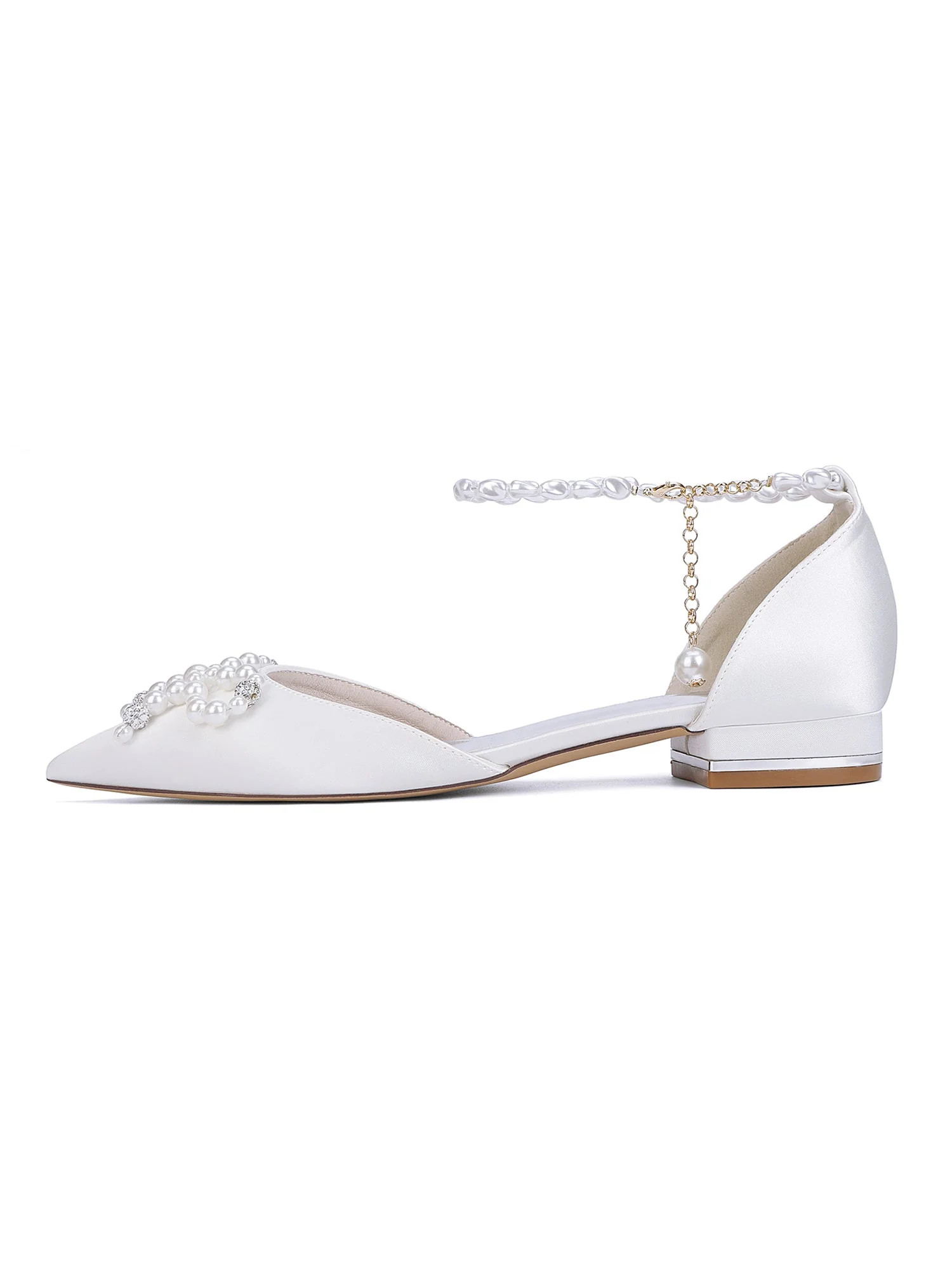 Women's Pearl Pointed Flat Wedding Shoes - Image 5
