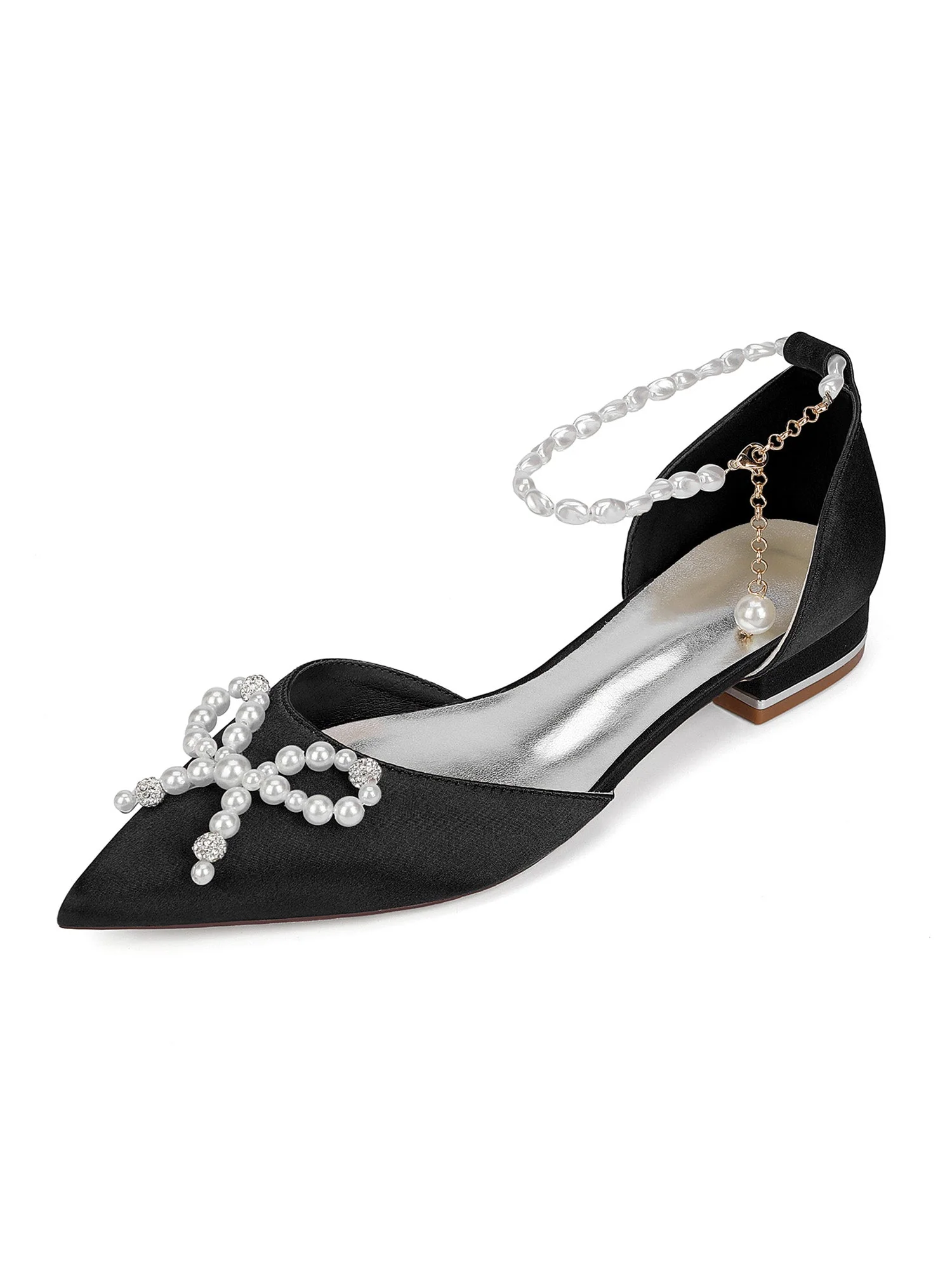 Women's Pearl Pointed Flat Wedding Shoes - Image 6