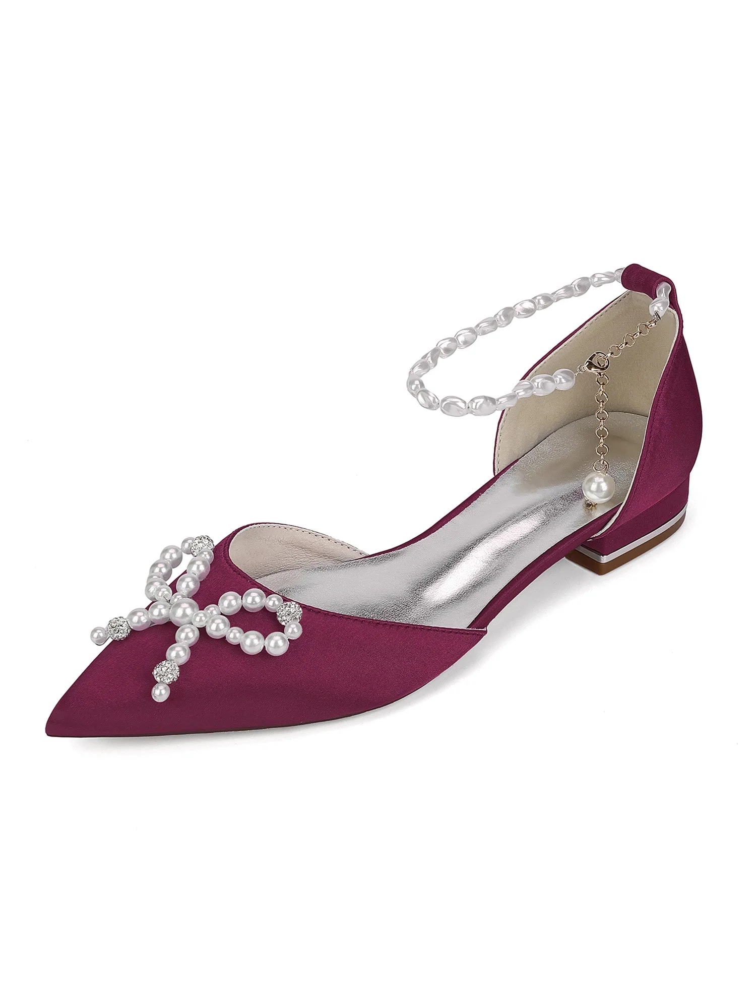 Women's Pearl Pointed Flat Wedding Shoes - Image 7