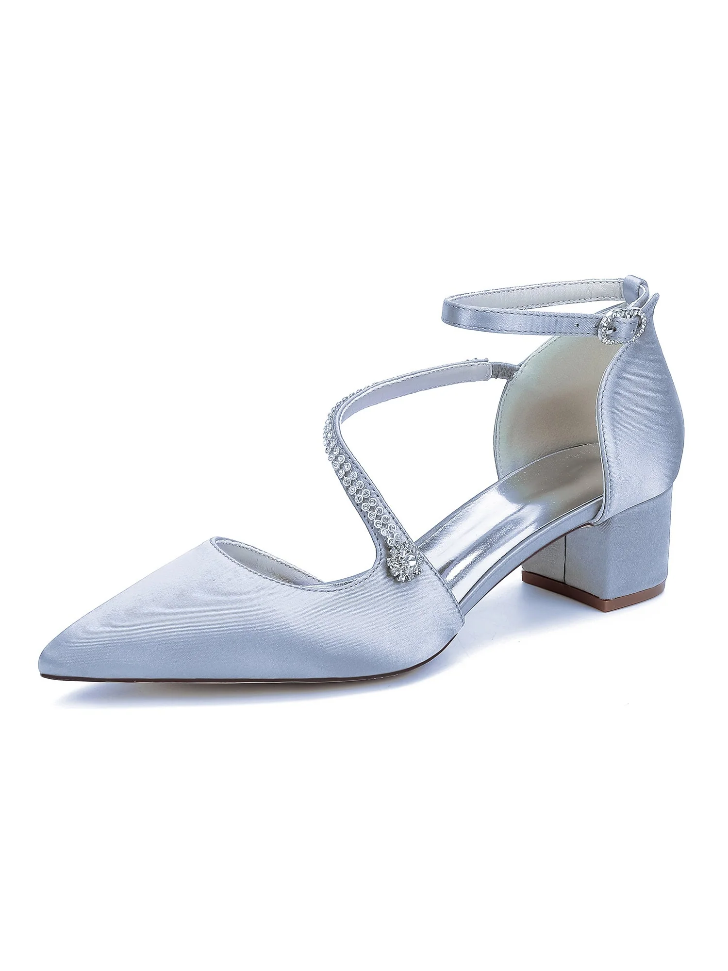 Women's Rhinestone Pointed Toe Block Heels - Image 11