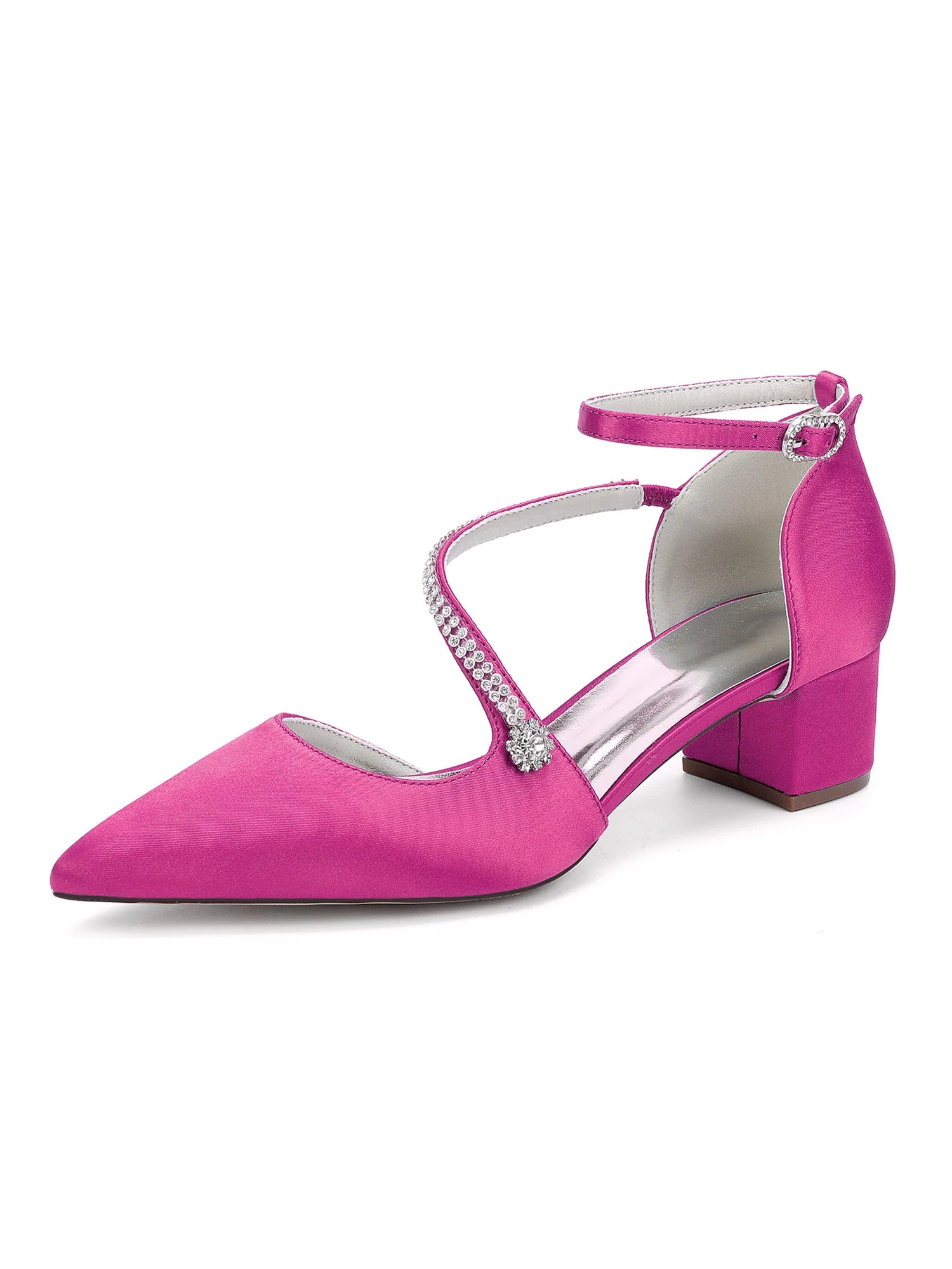 Women's Rhinestone Pointed Toe Block Heels - Image 13