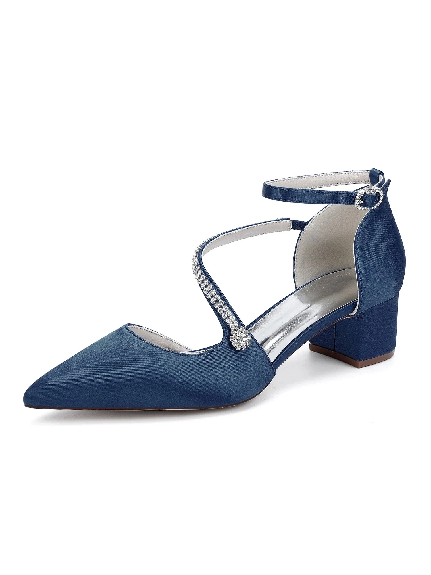Women's Rhinestone Pointed Toe Block Heels - Image 15