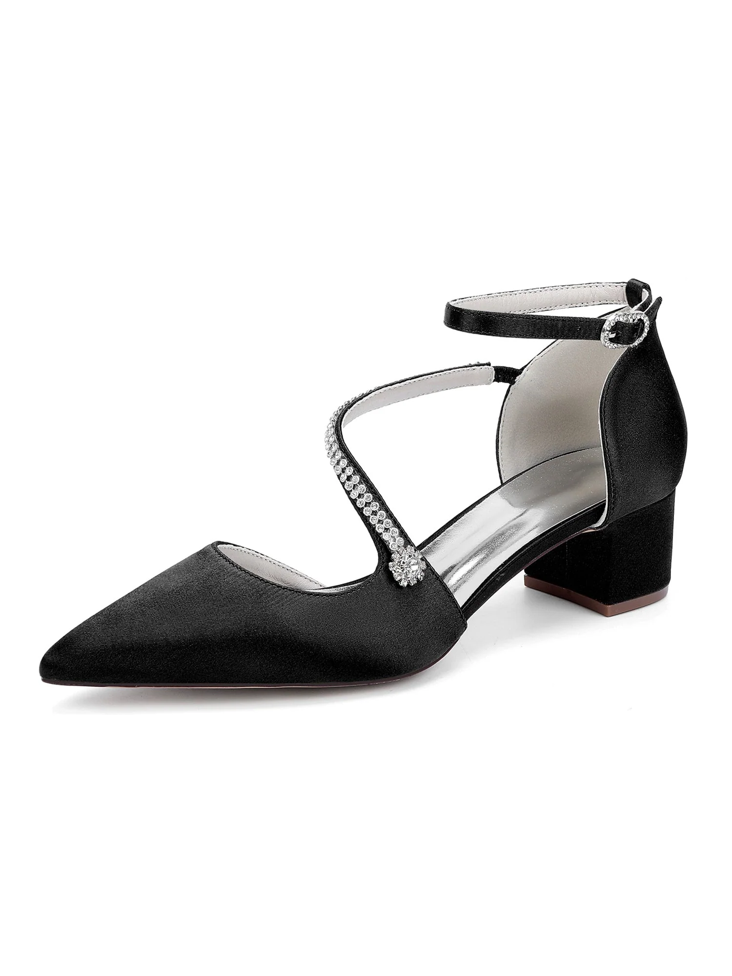 Women's Rhinestone Pointed Toe Block Heels - Image 6
