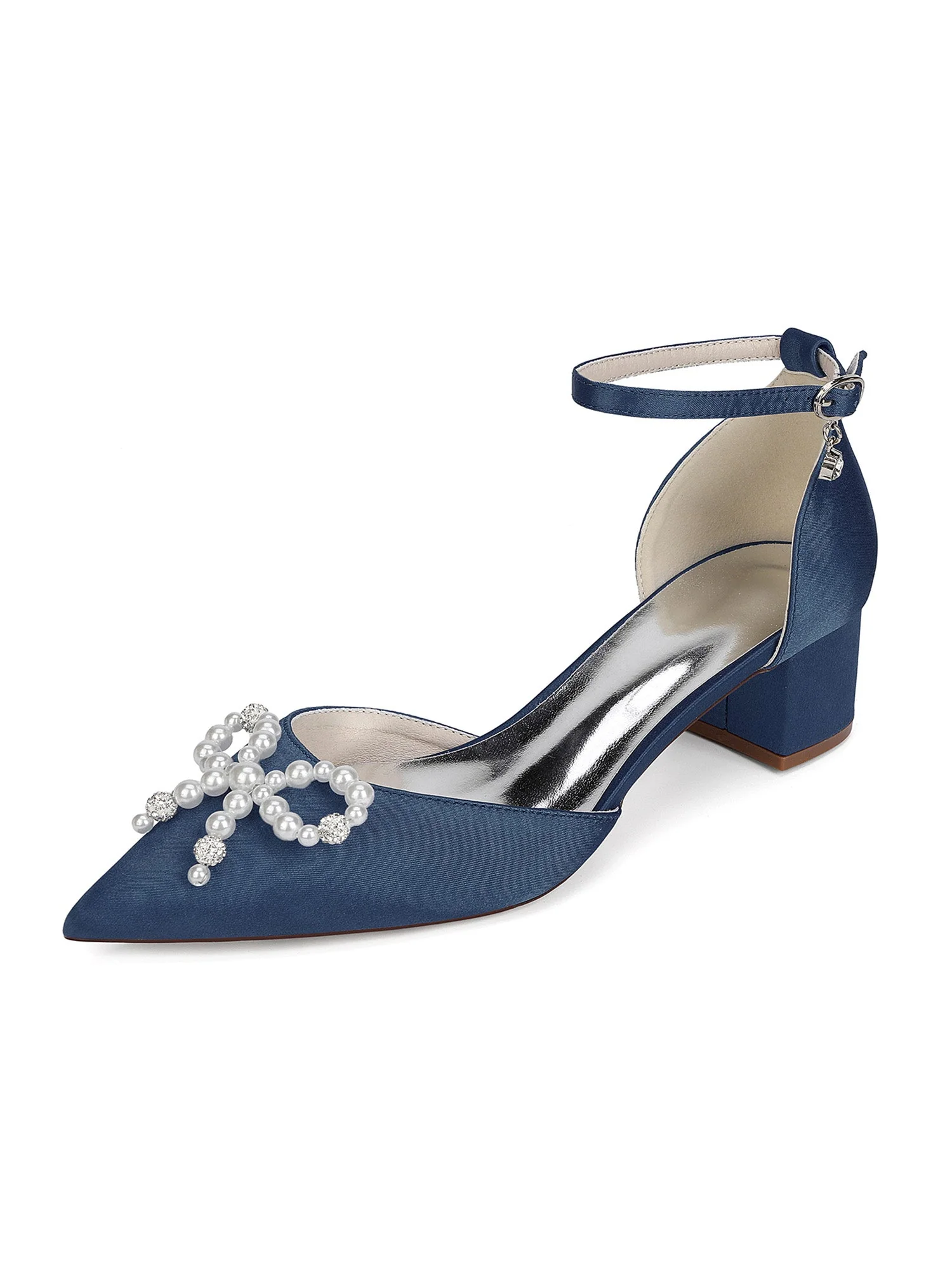 Women's Satin Ankle Strap Block Heel Shoes - Image 15