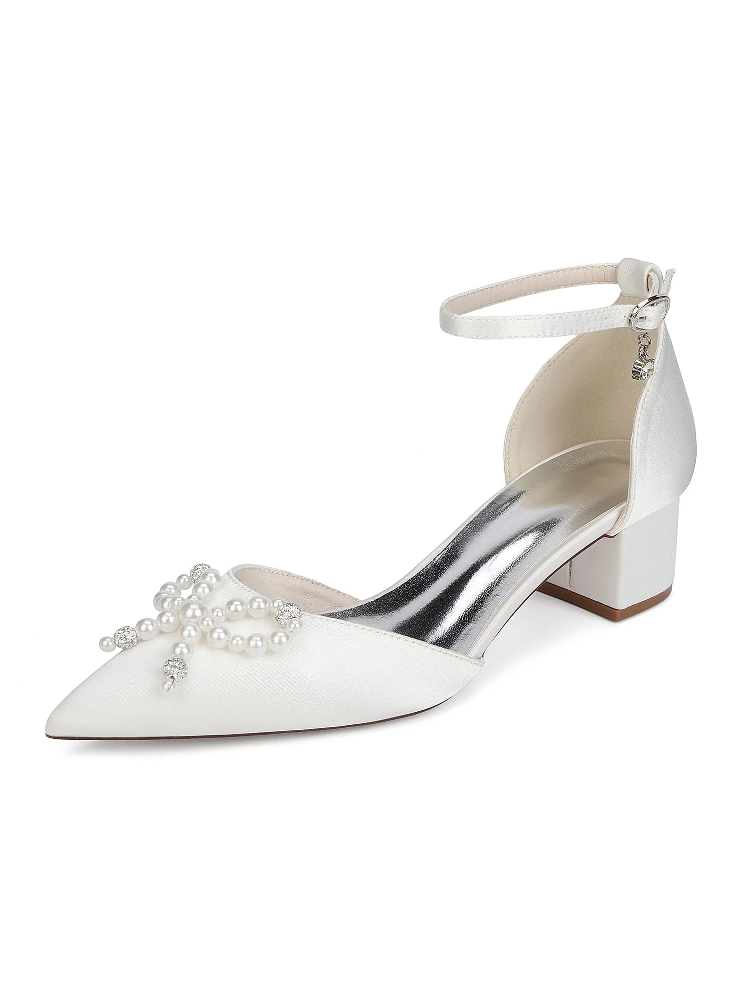 Women's Satin Ankle Strap Block Heel Shoes - Image 7