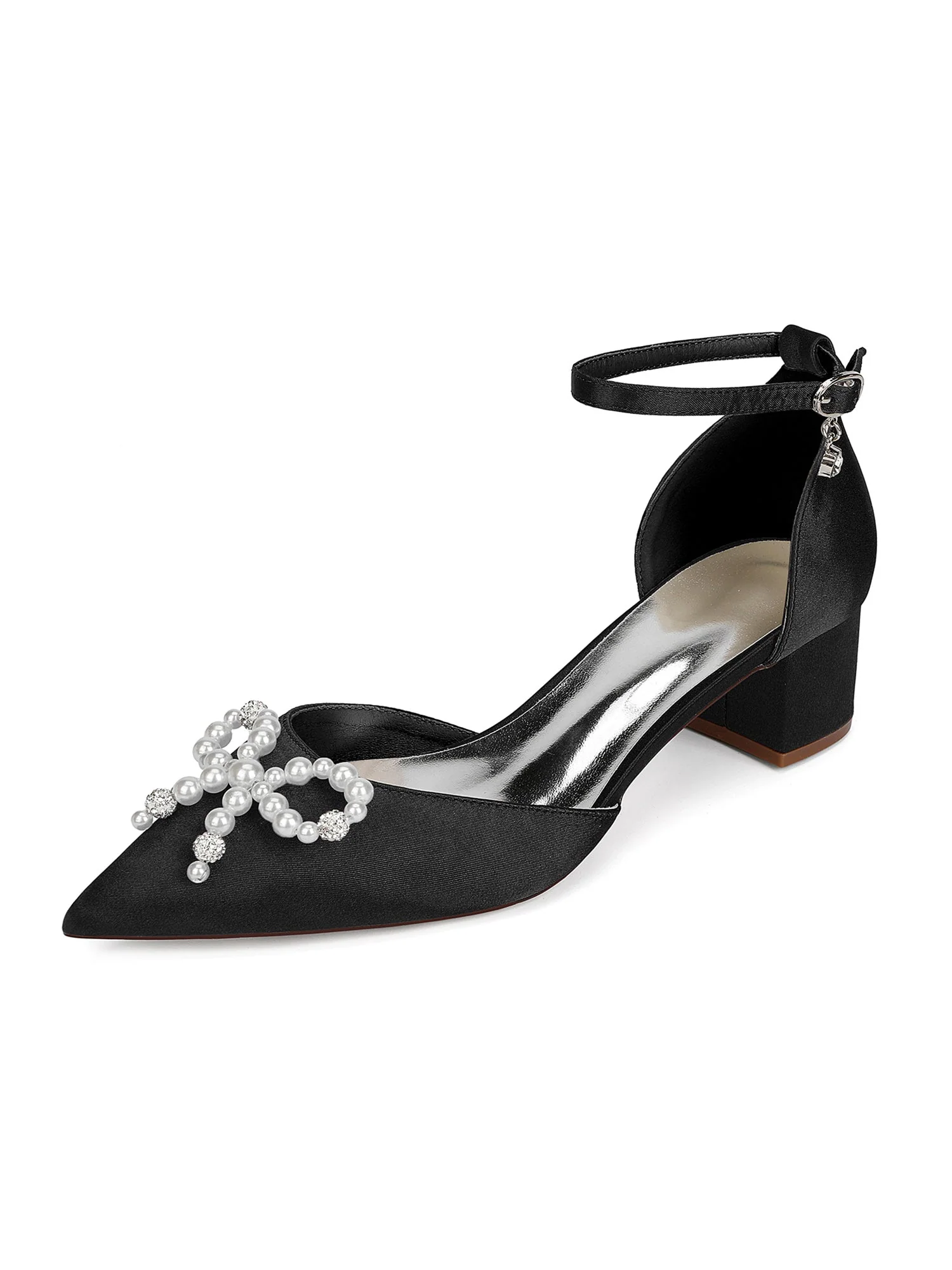Women's Satin Ankle Strap Block Heel Shoes - Image 8