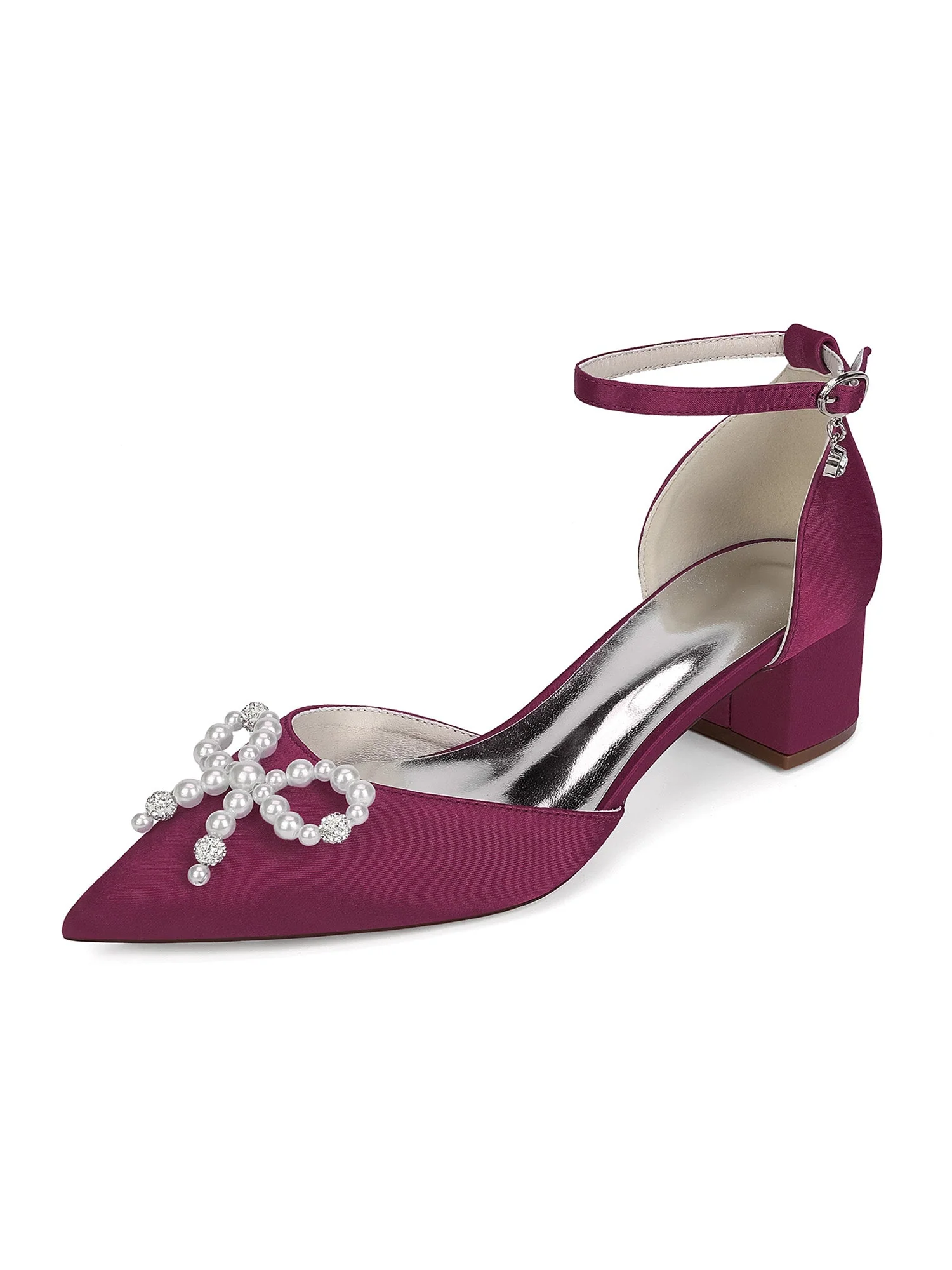 Women's Satin Ankle Strap Block Heel Shoes - Image 9